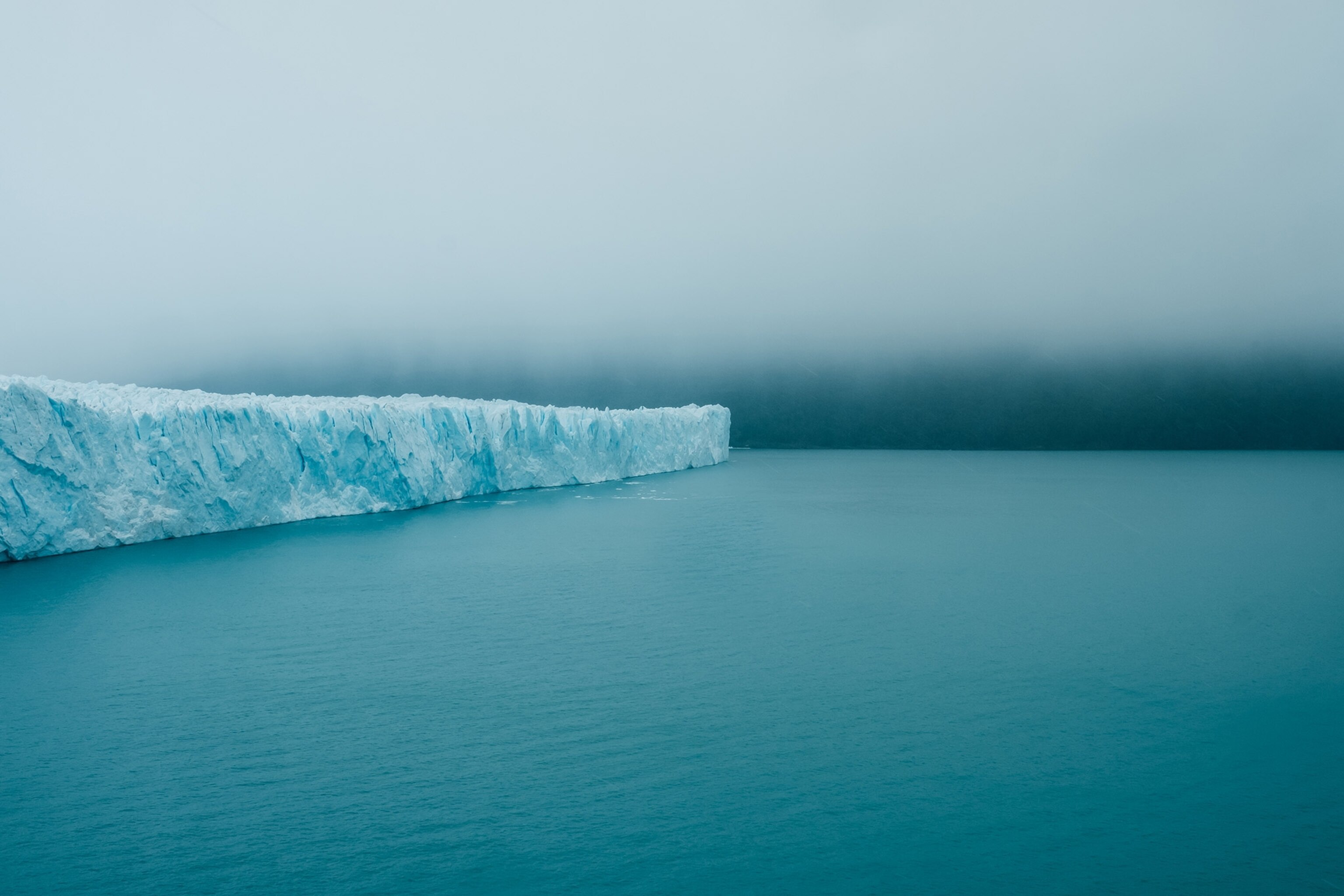 a long edge of the Perito Moreno glacier in Los Glaciers National Park, Argentina