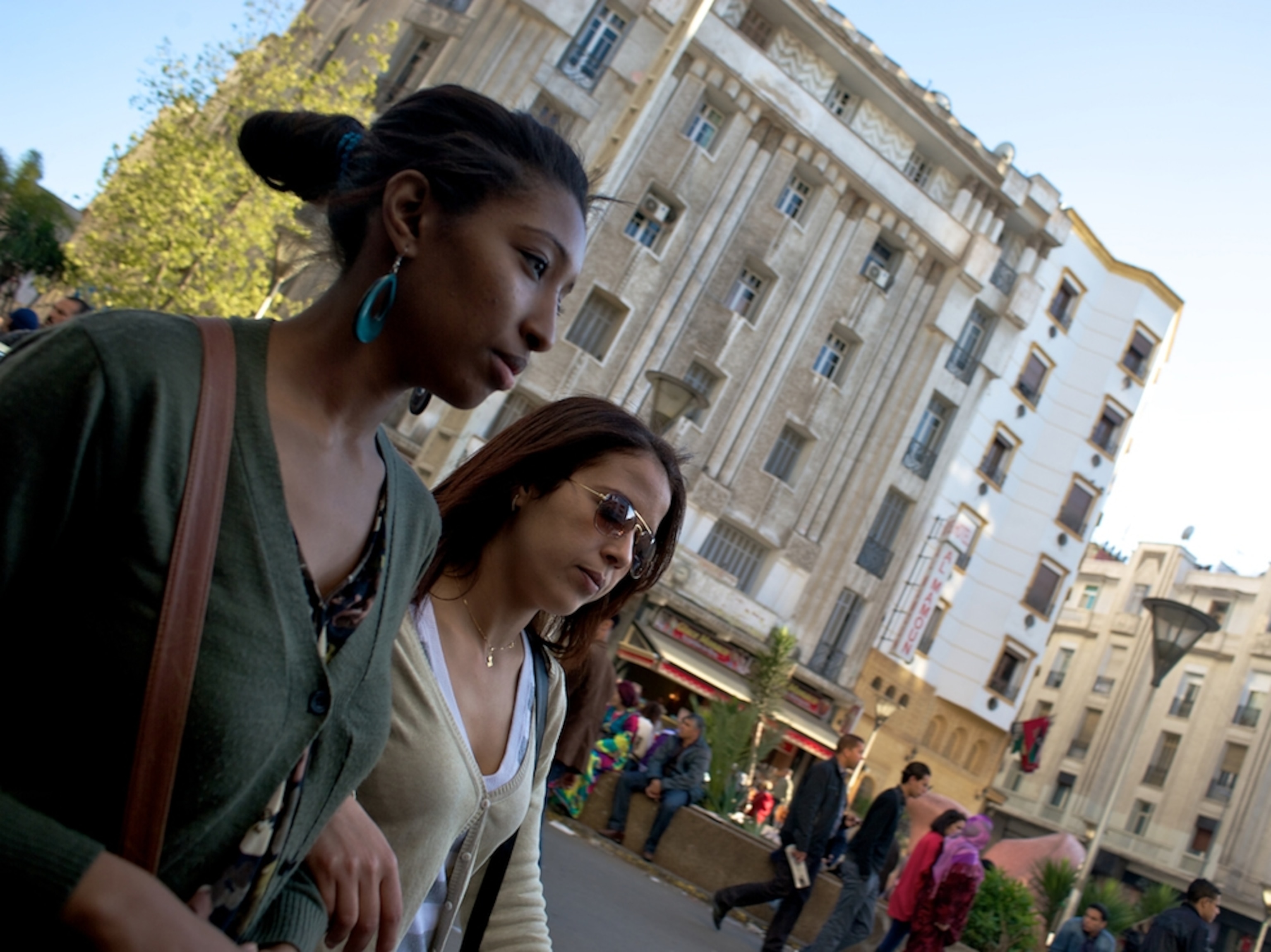 daily life in downtown Casablanca near Place Aknoul, the middle of the art-nouveau district