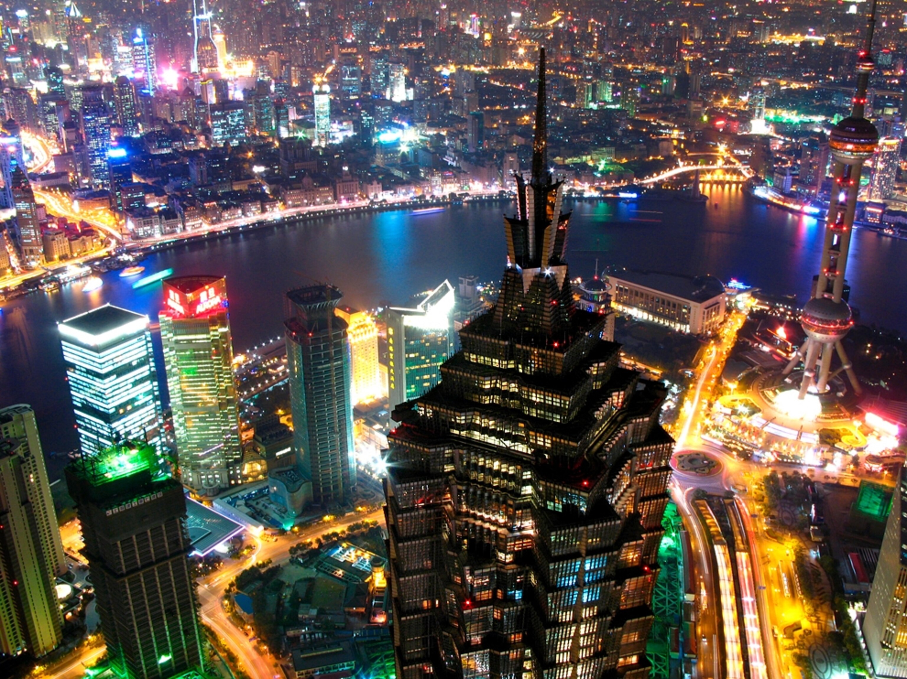 Aerial picture of the World Financial Center, Shanghai, China