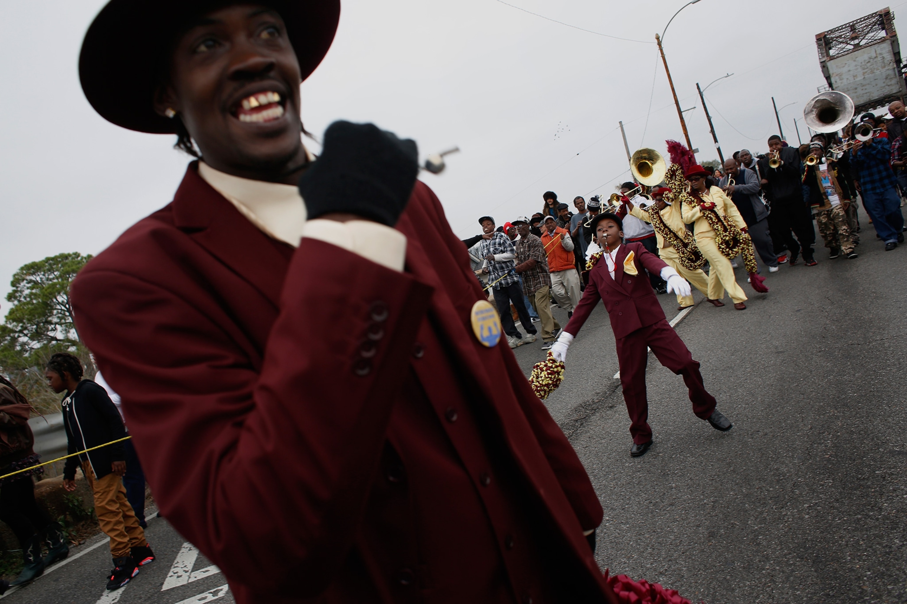 members of the first division of the Big Nine crossing the St. Claude bridge in New Orleans
