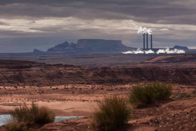 The Navajo Generating Station is 50 miles to the northeast and five miles from the Colorado River. Coal-fired power plants like this one emit mercury, which is transported to remote areas via the air and then builds up in food webs. Photograph by AJ Wilhelm, National Geographic Creative