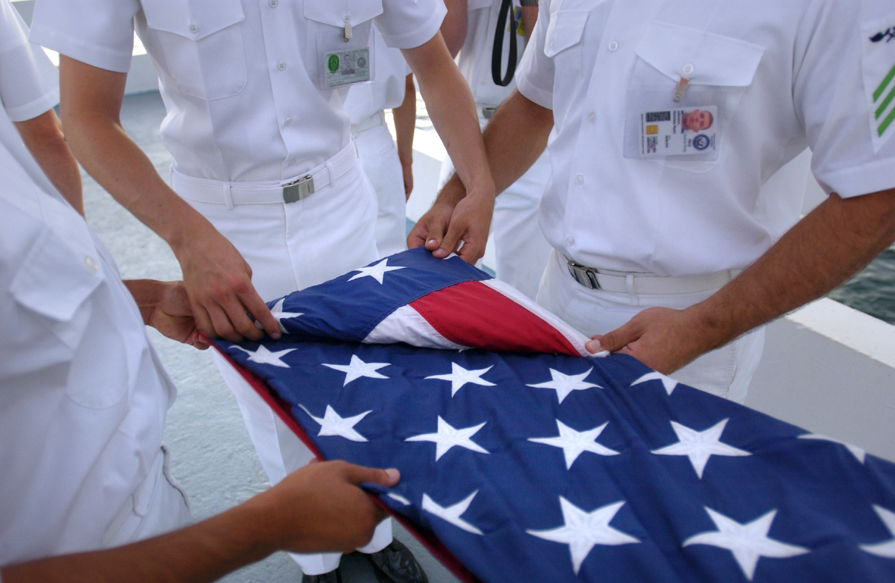 US flag being folded
