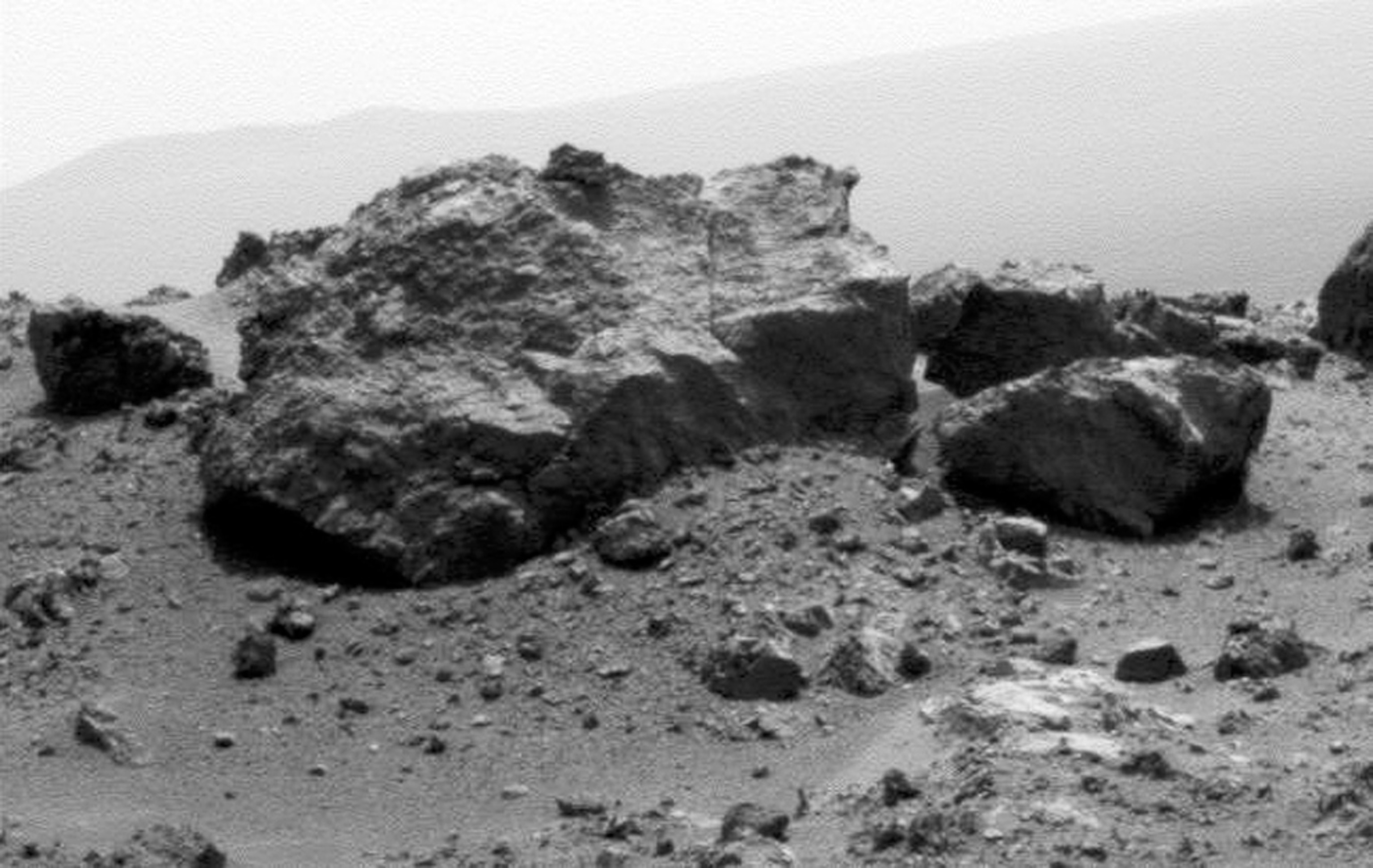 Mars picture: a large rock ejected from a Martian crater
