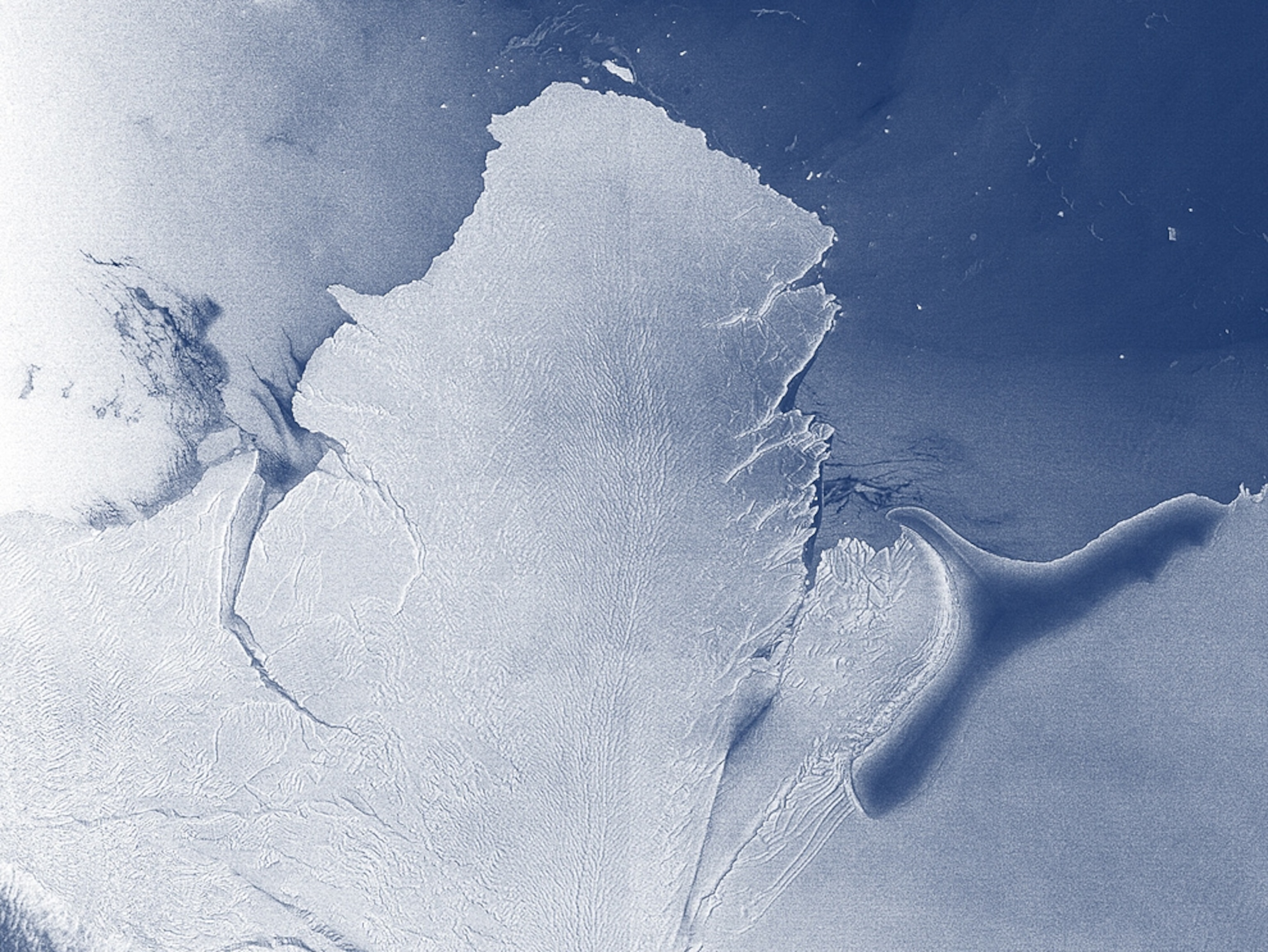 Satellite picture of the Stancomb-Wills ice tongue on the Antarctic coast