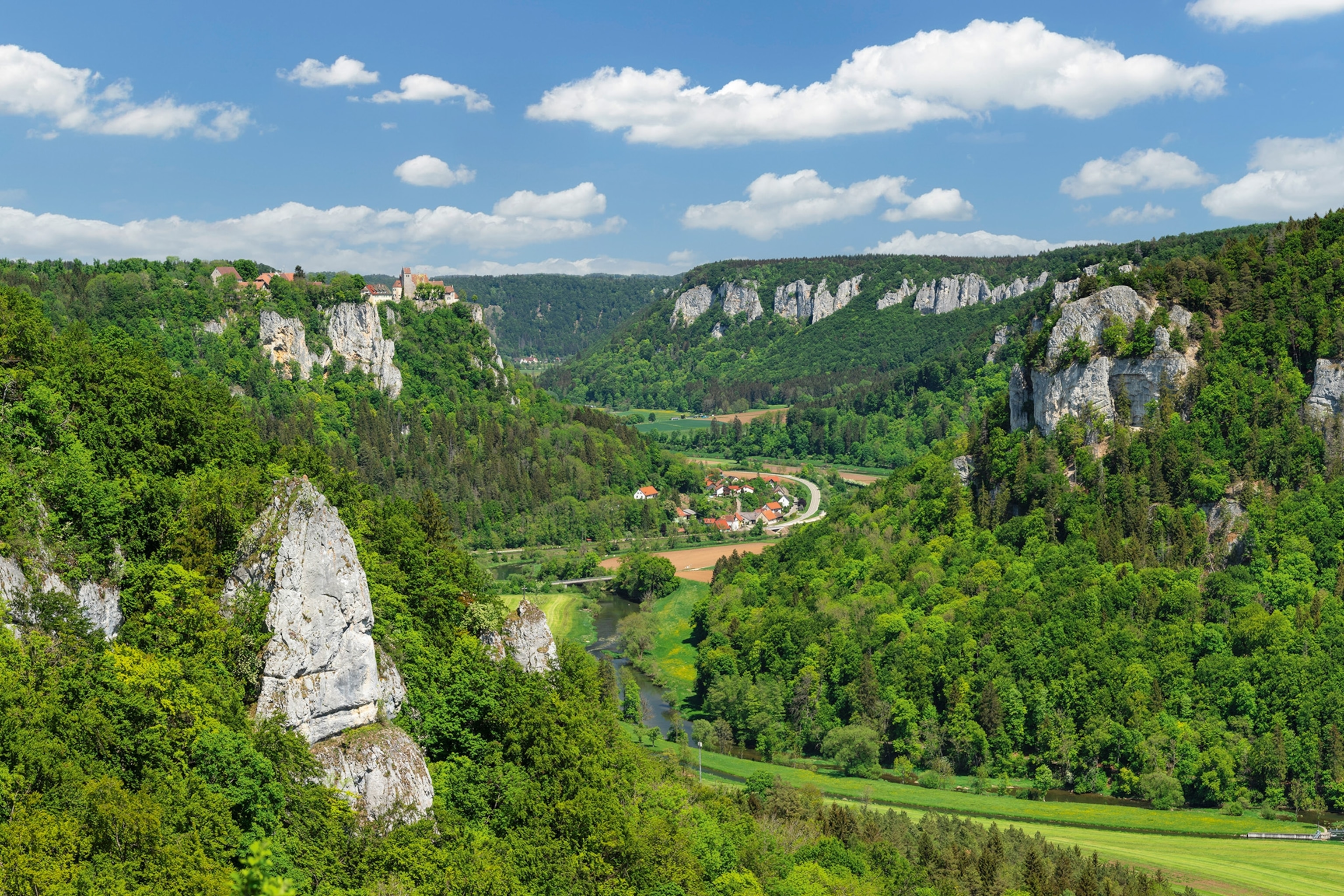 Landscape shot of the Danube Valley from Germany's Swabian Jura