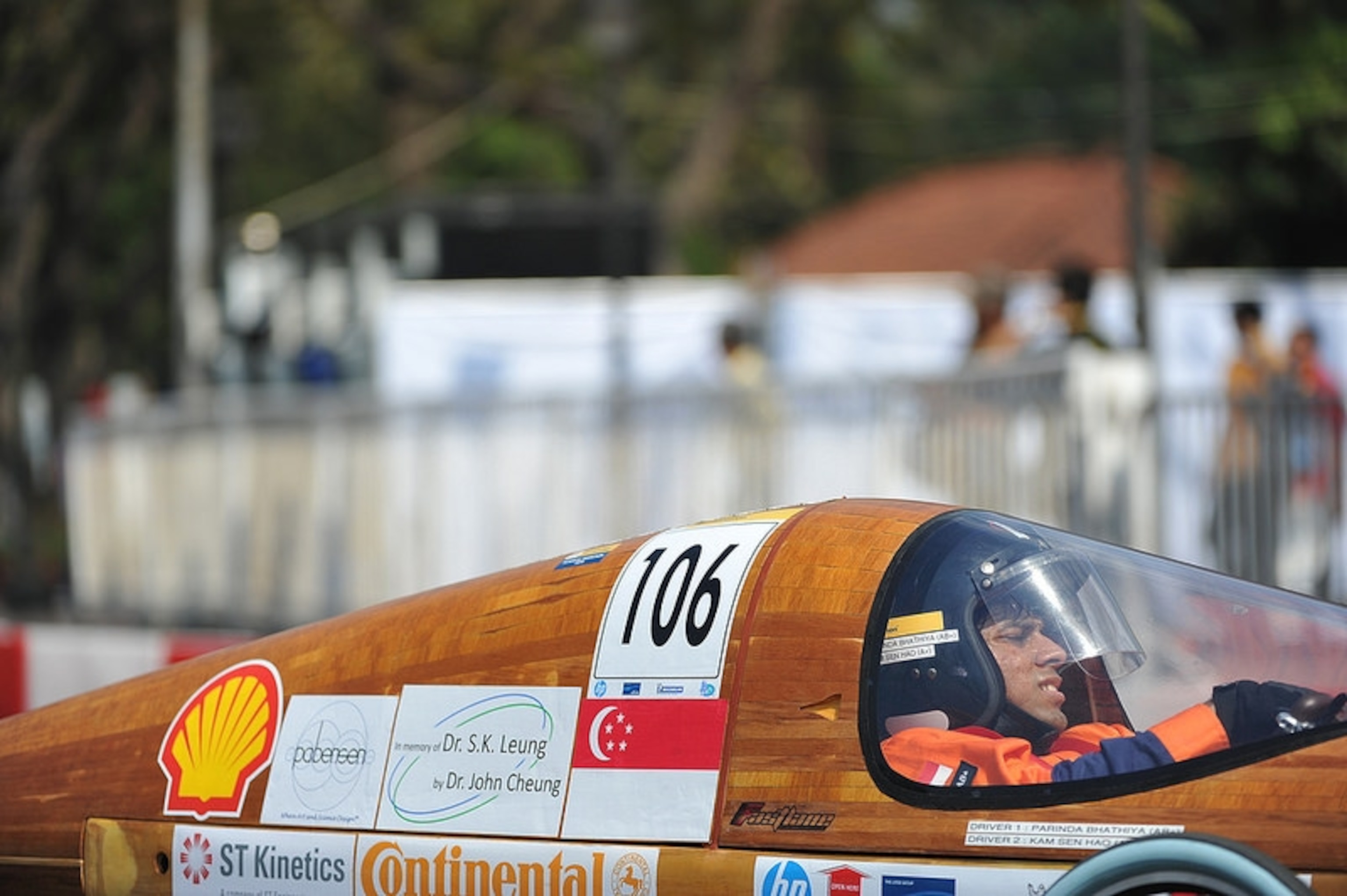 Singapore’s Nanyang Technological University’s diesel car racing team was runner-up in its category with mileage of 338.3 km/l (795.7 mpg). The team also took home off-track awards in vehicle design and safety. Photograph by Jinggo Montenejo/AP Images for Shell.