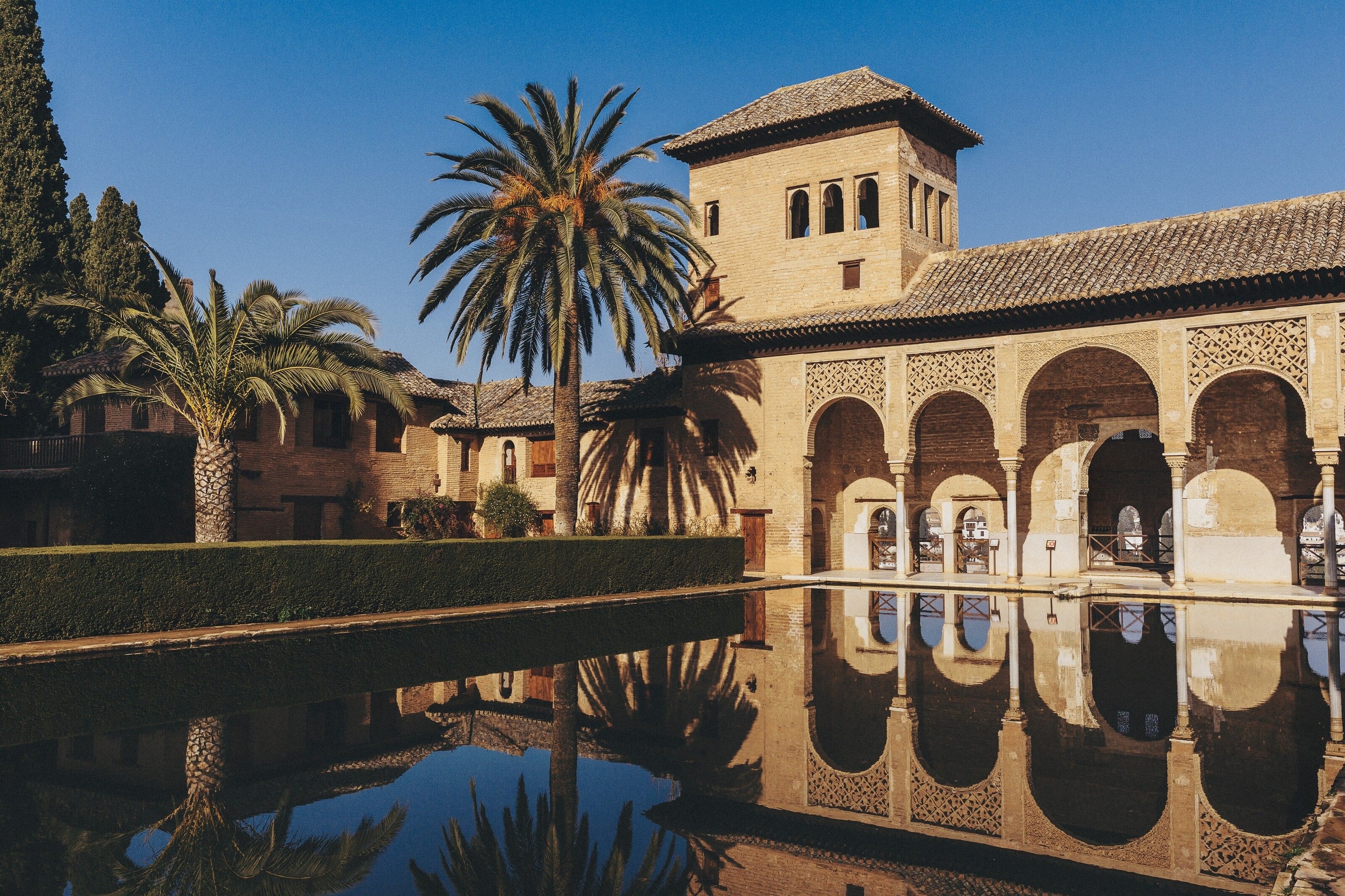 The arches of the Palacio de Partal, one of many ornate sections of the Alhambra.