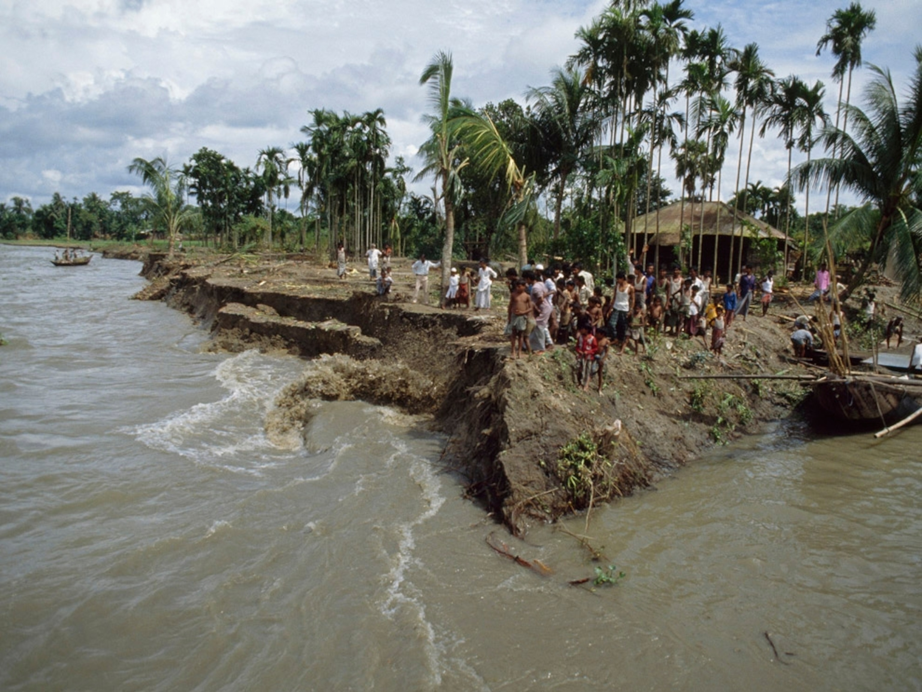 People on an island of silt