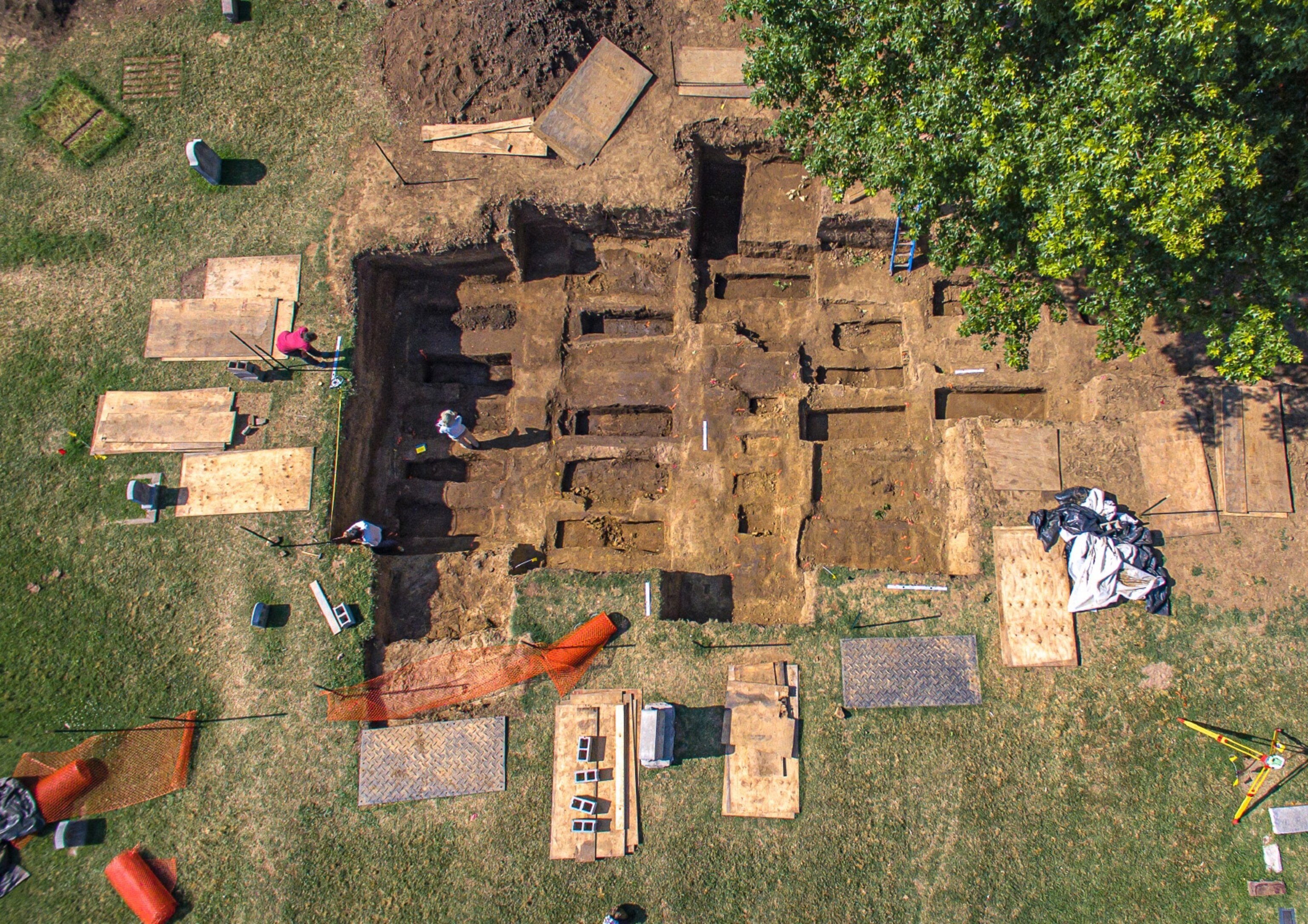Aerial view of cemetery