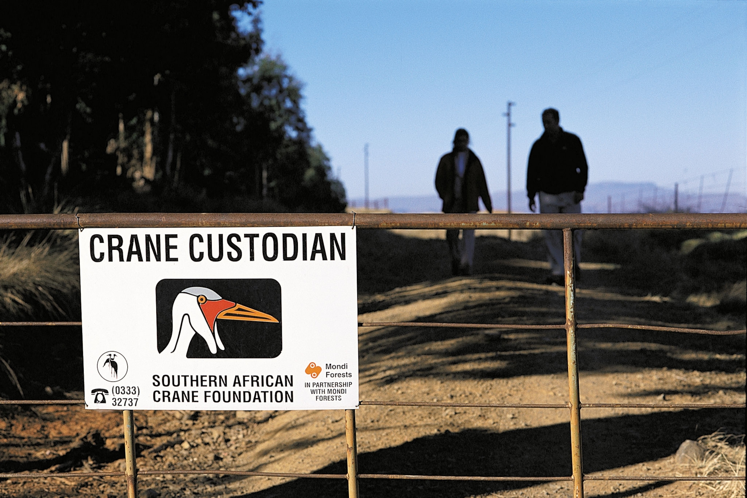 a crane custodian sign in South Africa