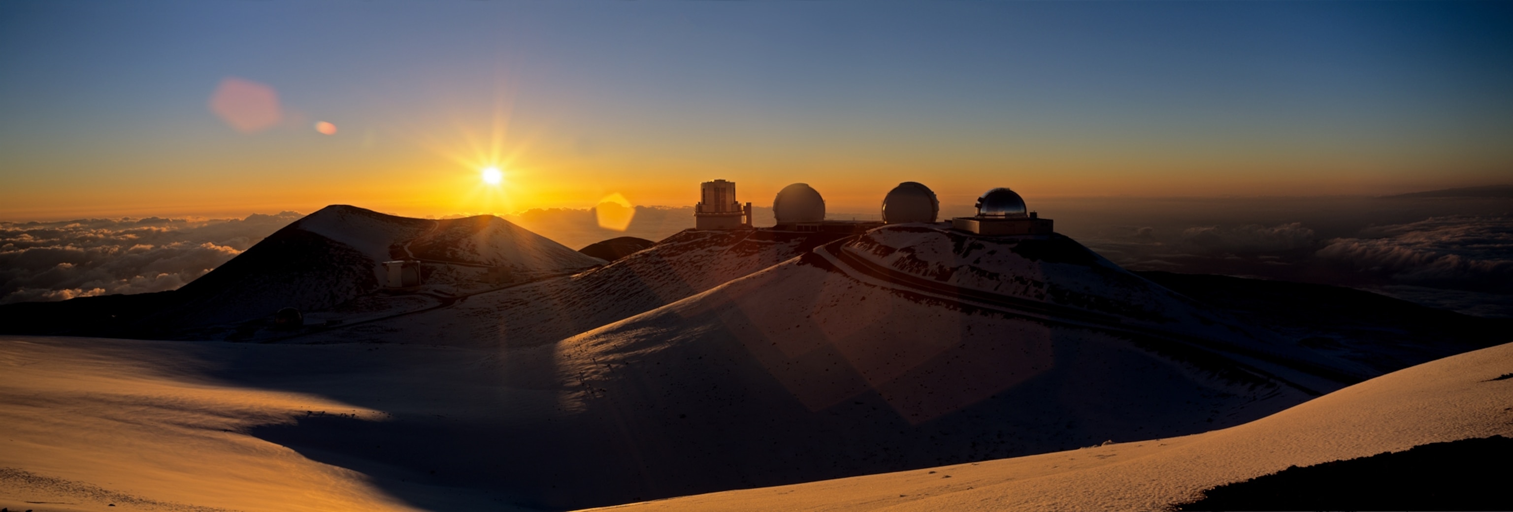 the Subaru, Keck I and II, and NASA Infrared telescopes sit atop Hawaii’s Mauna Kea