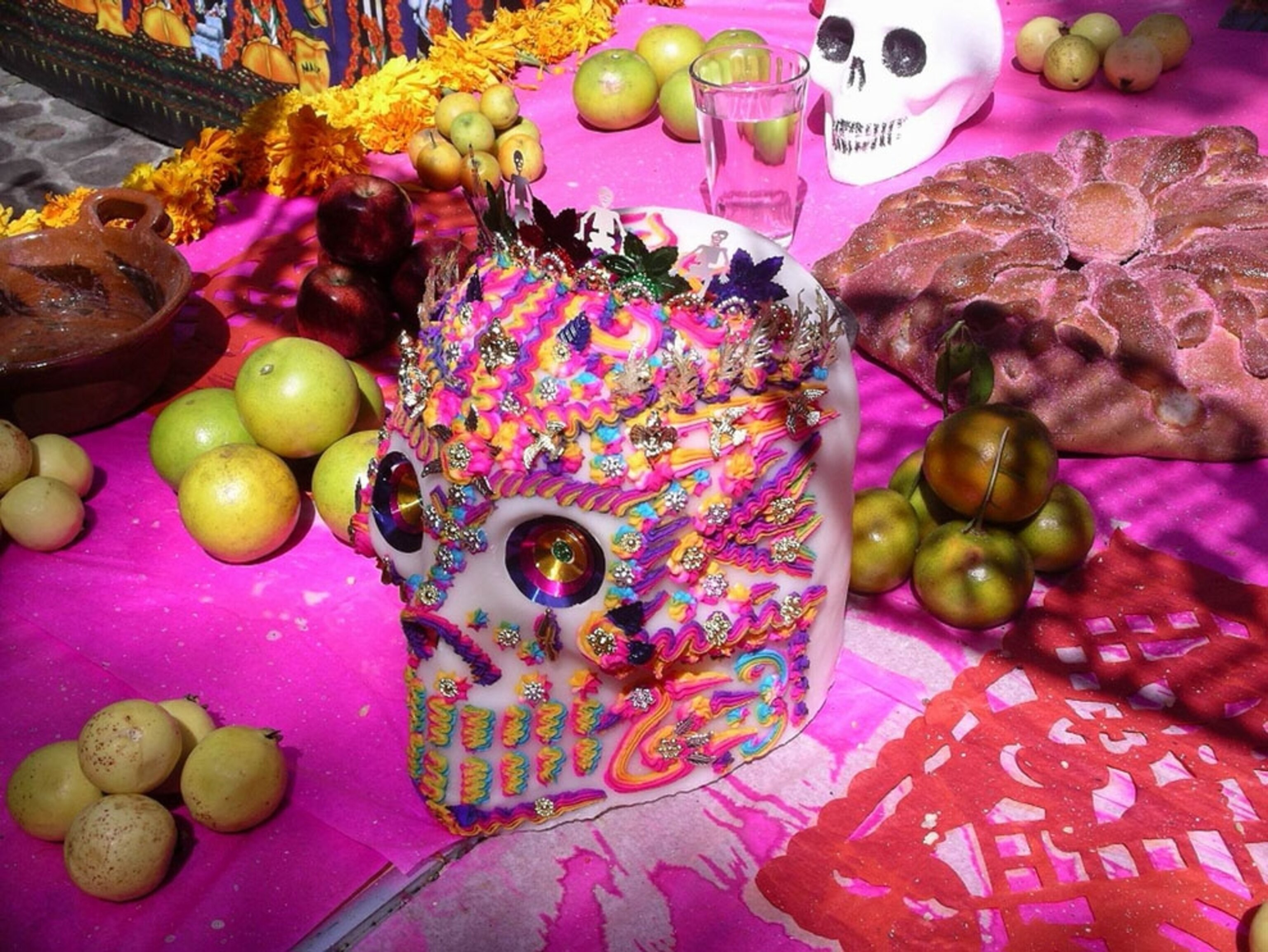 Decorated marzipan skull in Tepotzotlan, Mexico