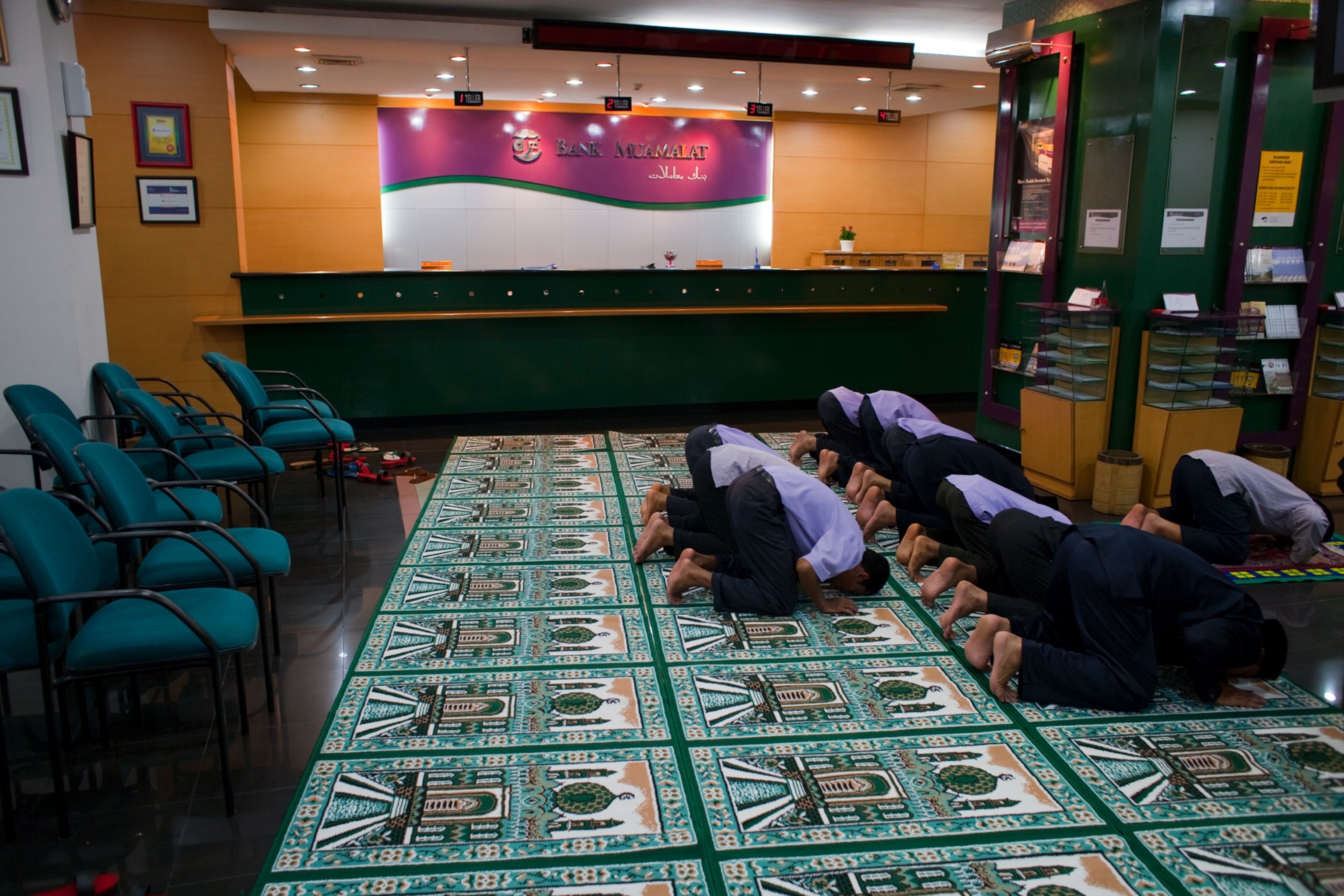 midday prayers at a bank in Jakarta