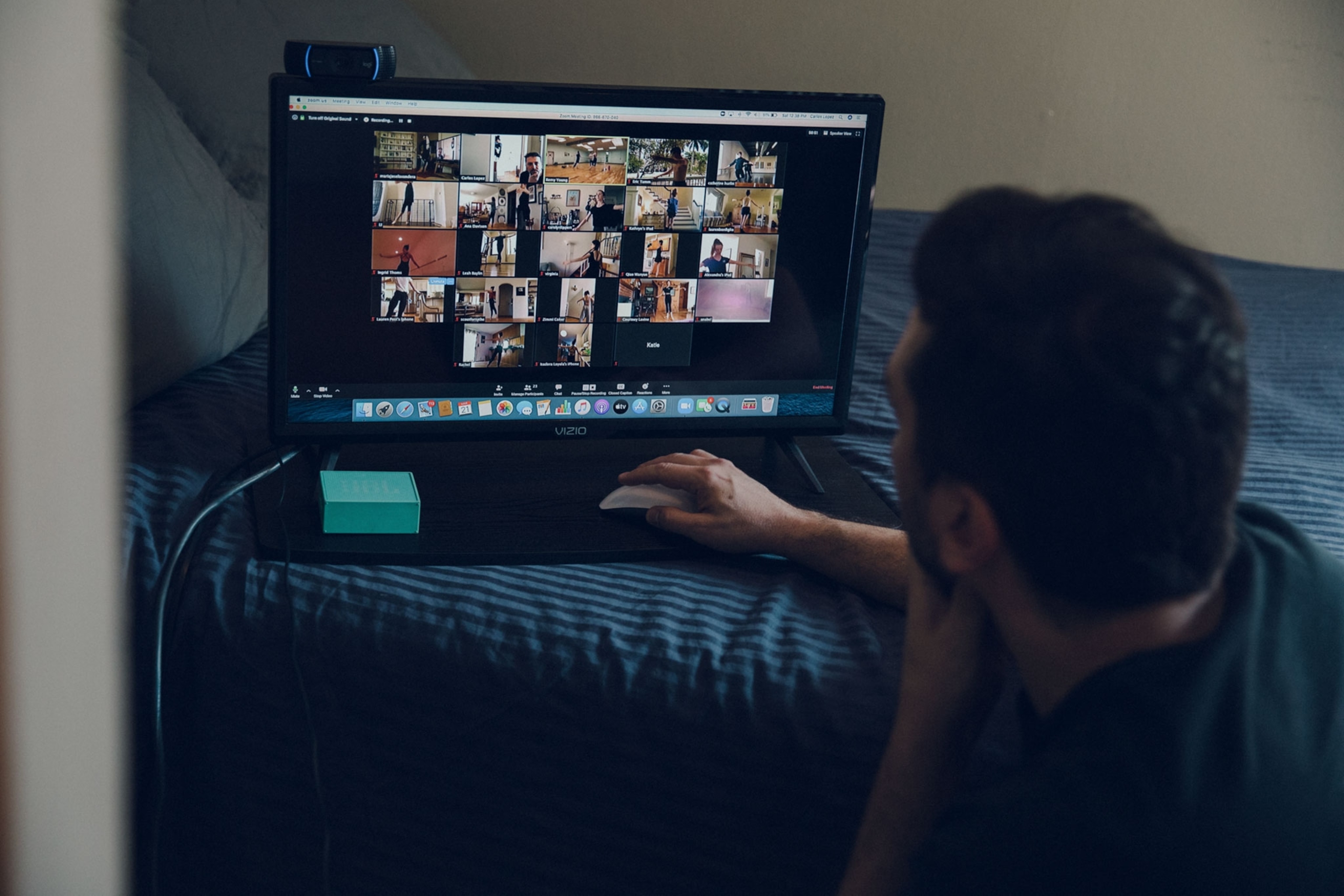 a dance instructor conducting classes over Zoom