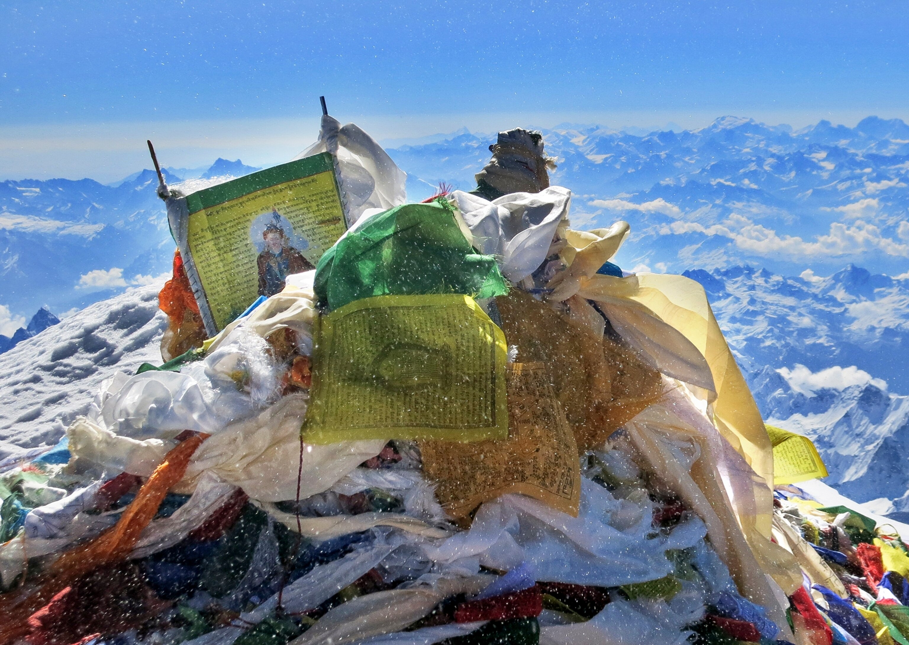 a trekker at the Tenzing Memorial.