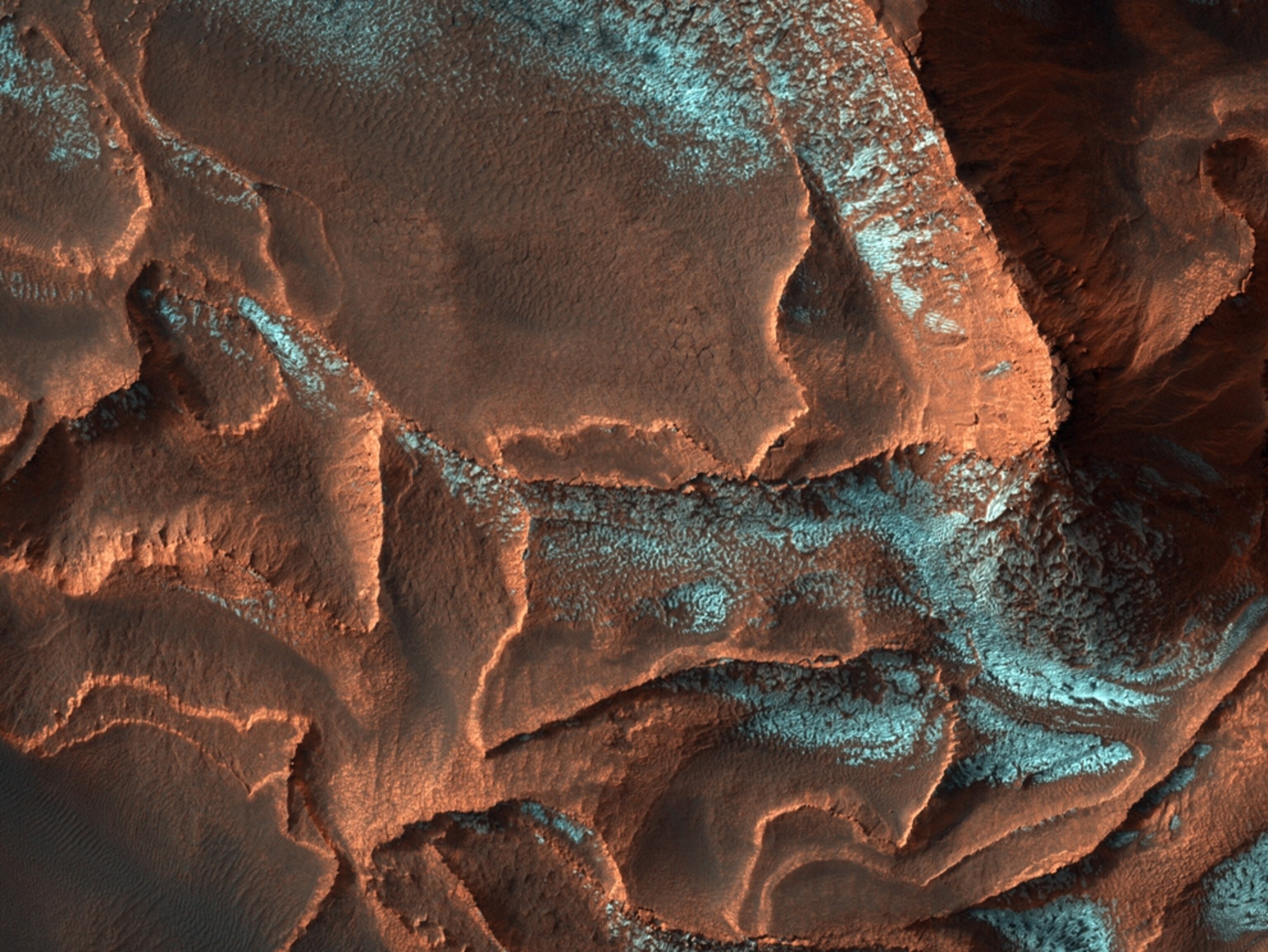 Picture of rock layers inside Mars's Galle Crater.