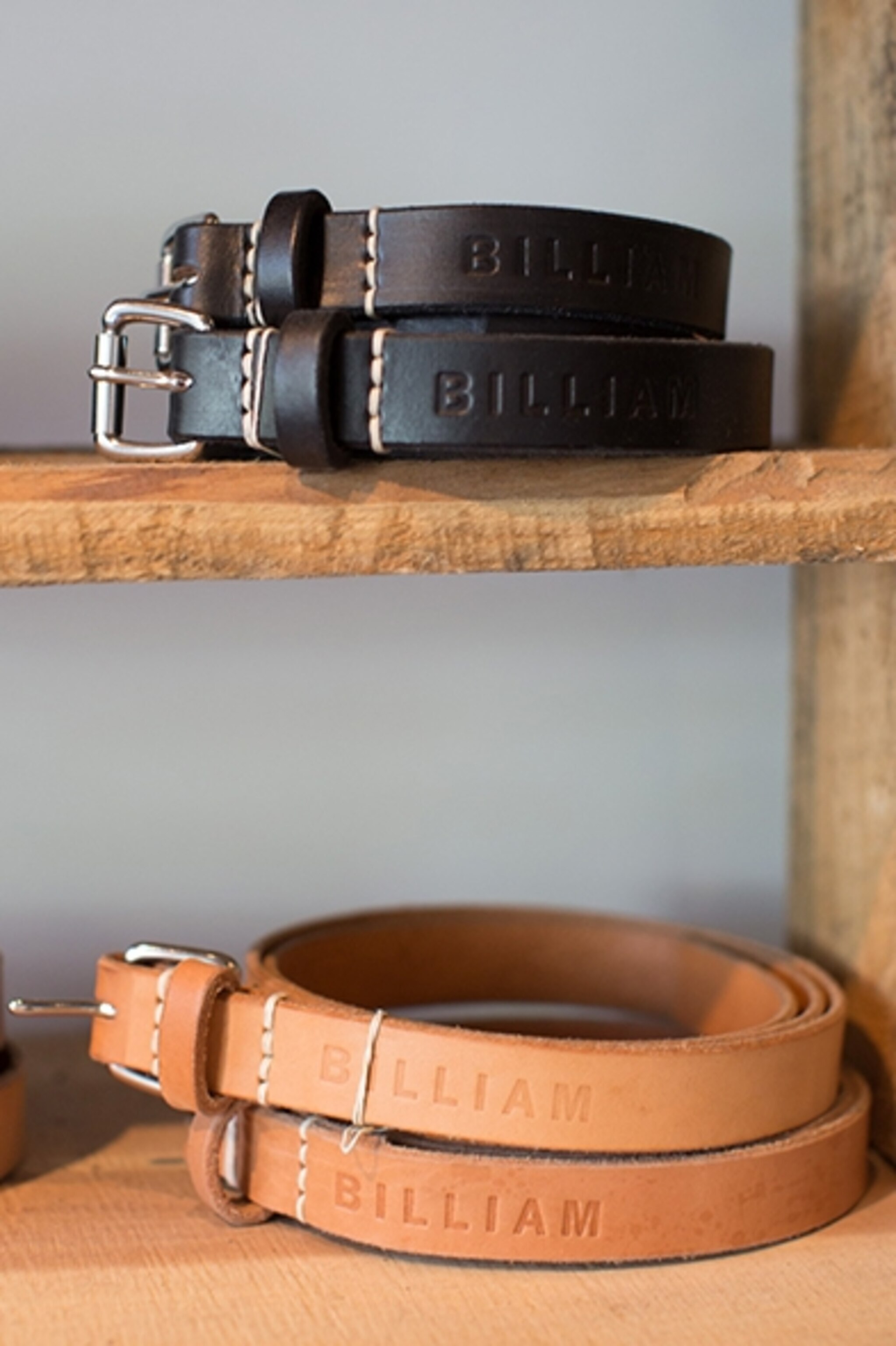Custom-made belts at Billiam (Photograph by Jessica Sample)
