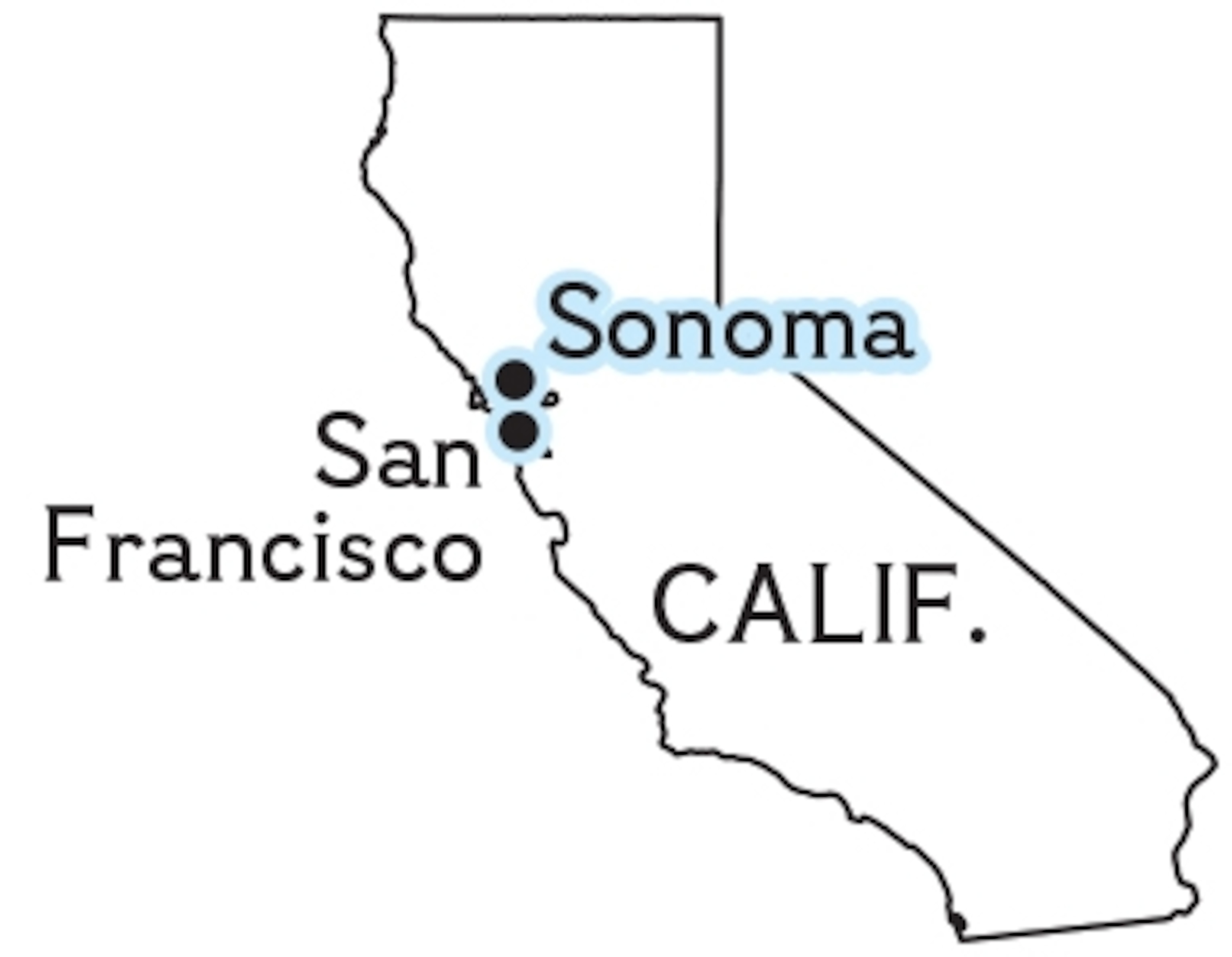 Map of Sonoma in California
