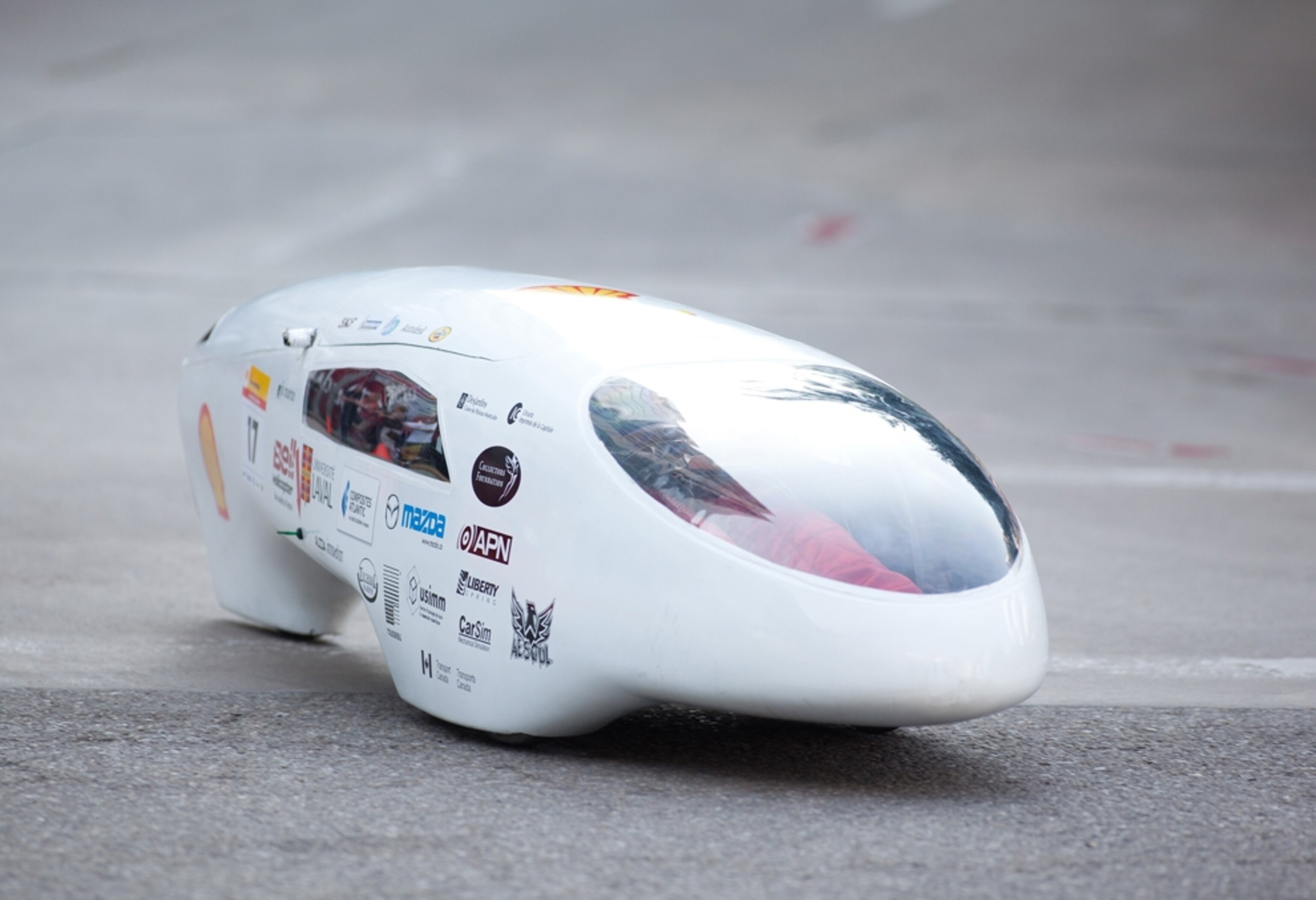 Streamlined white vehicle