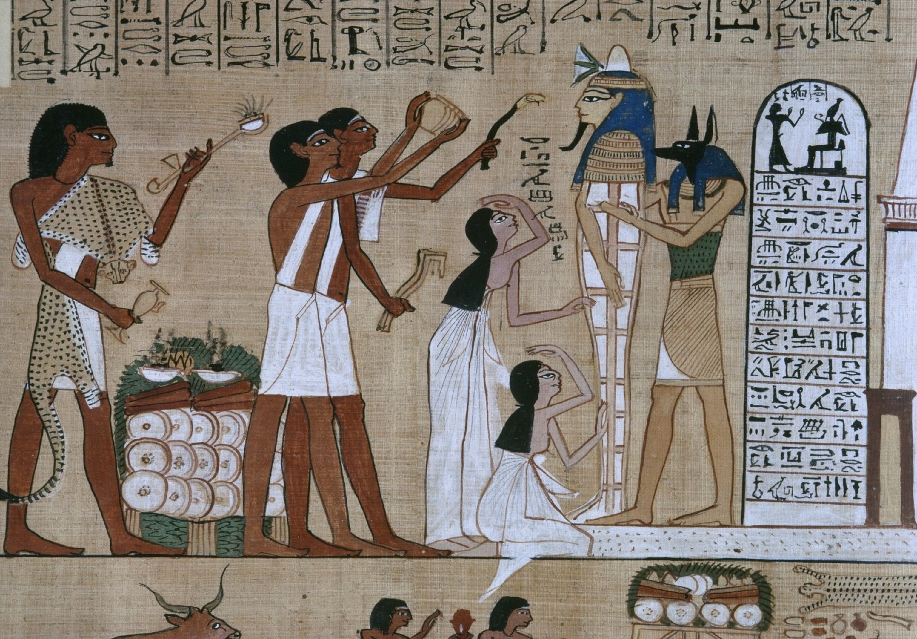 A view of a mourning scene on papyrus.