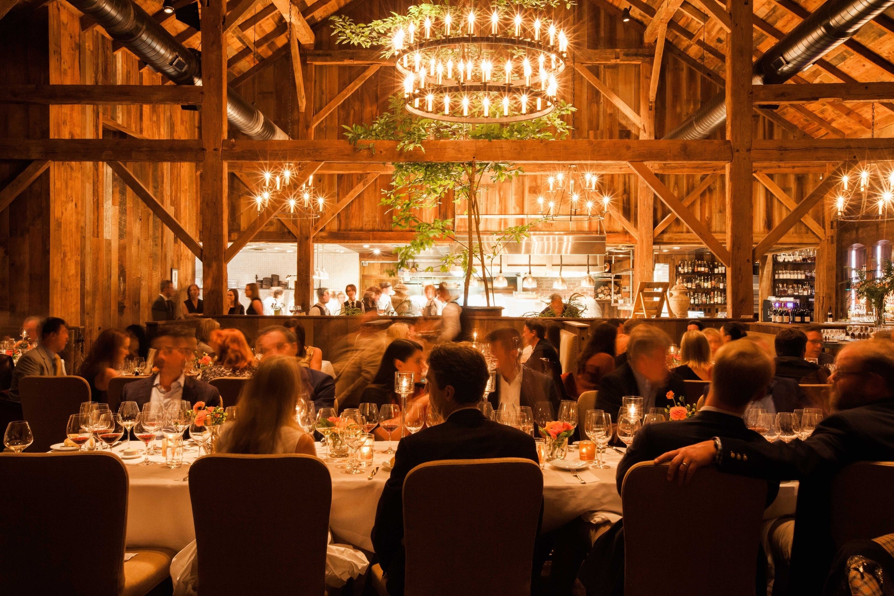 Diners enjoy fresh, farm-to-fork produce in The Barn restaurant at Blackberry Farm, Tennessee.