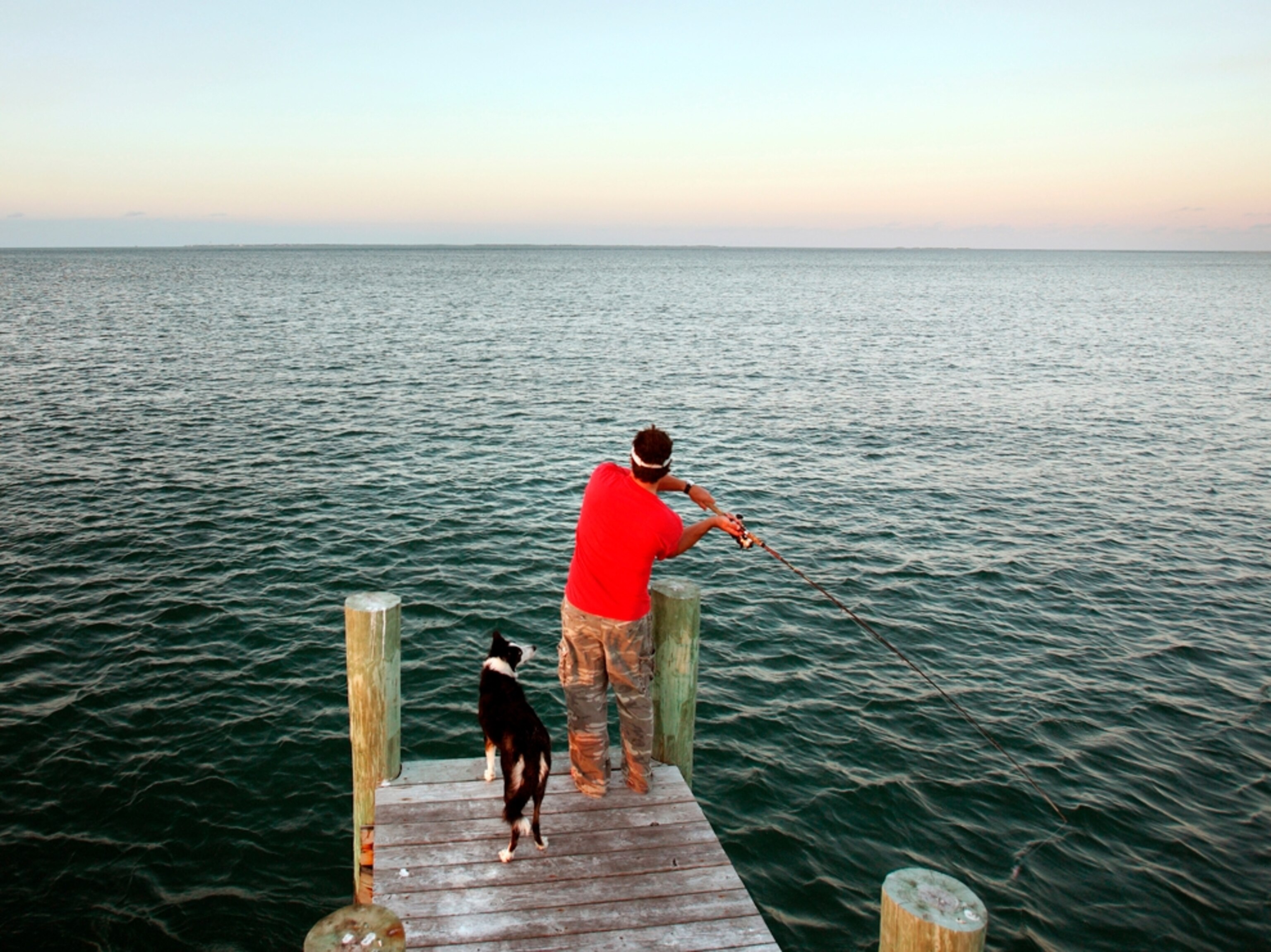 Fishing on a dock