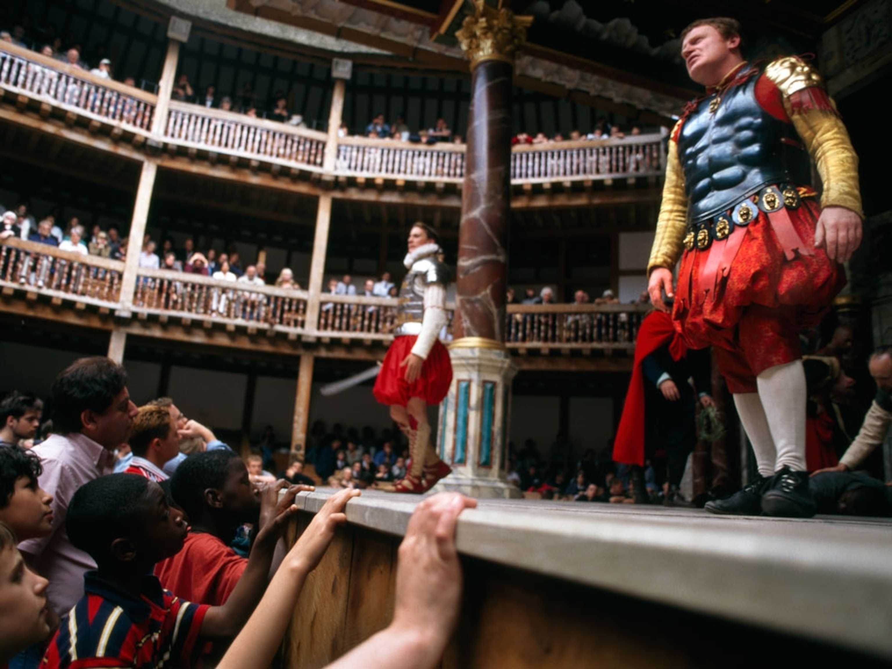 Costumed men on stage