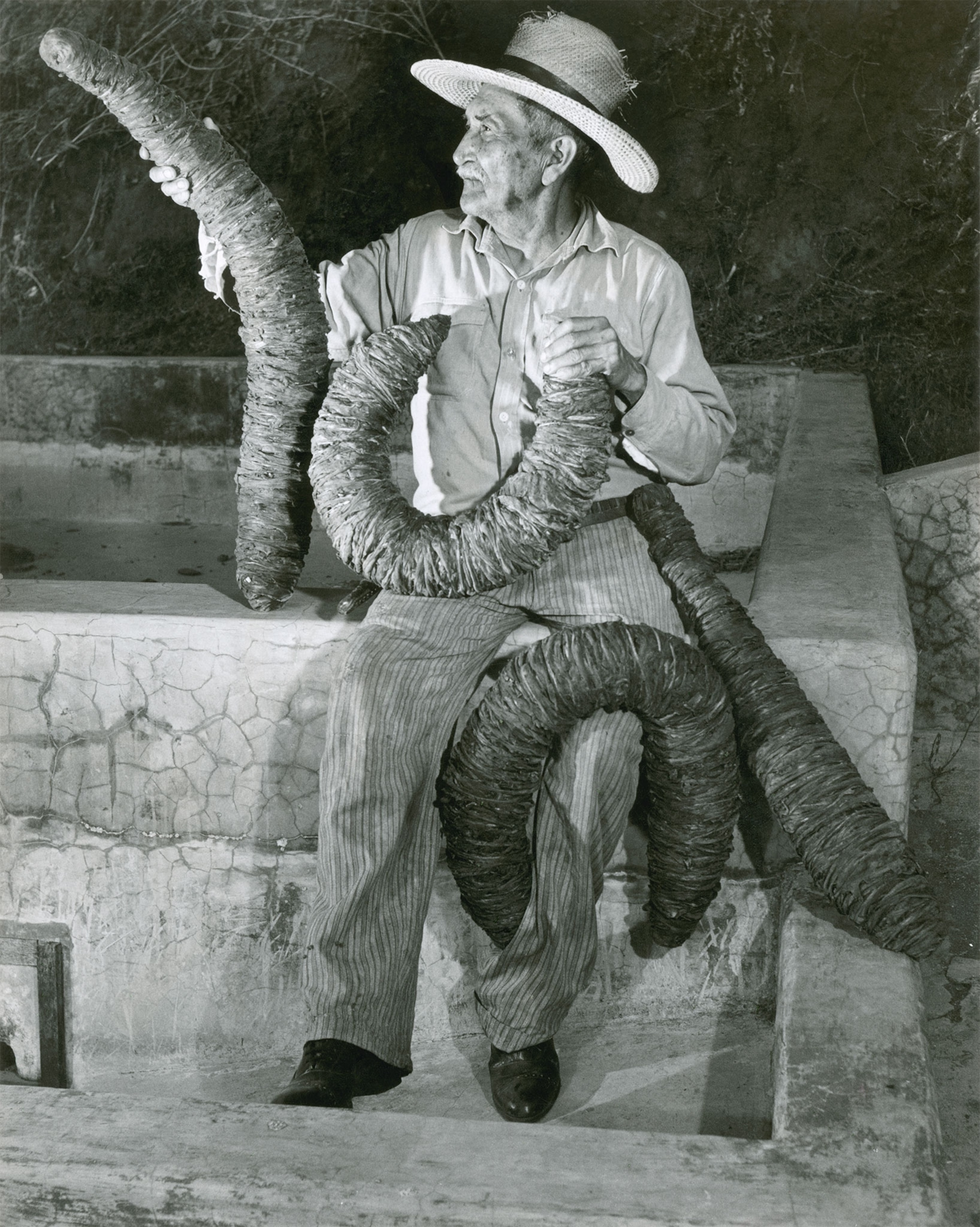 a man holding rubber