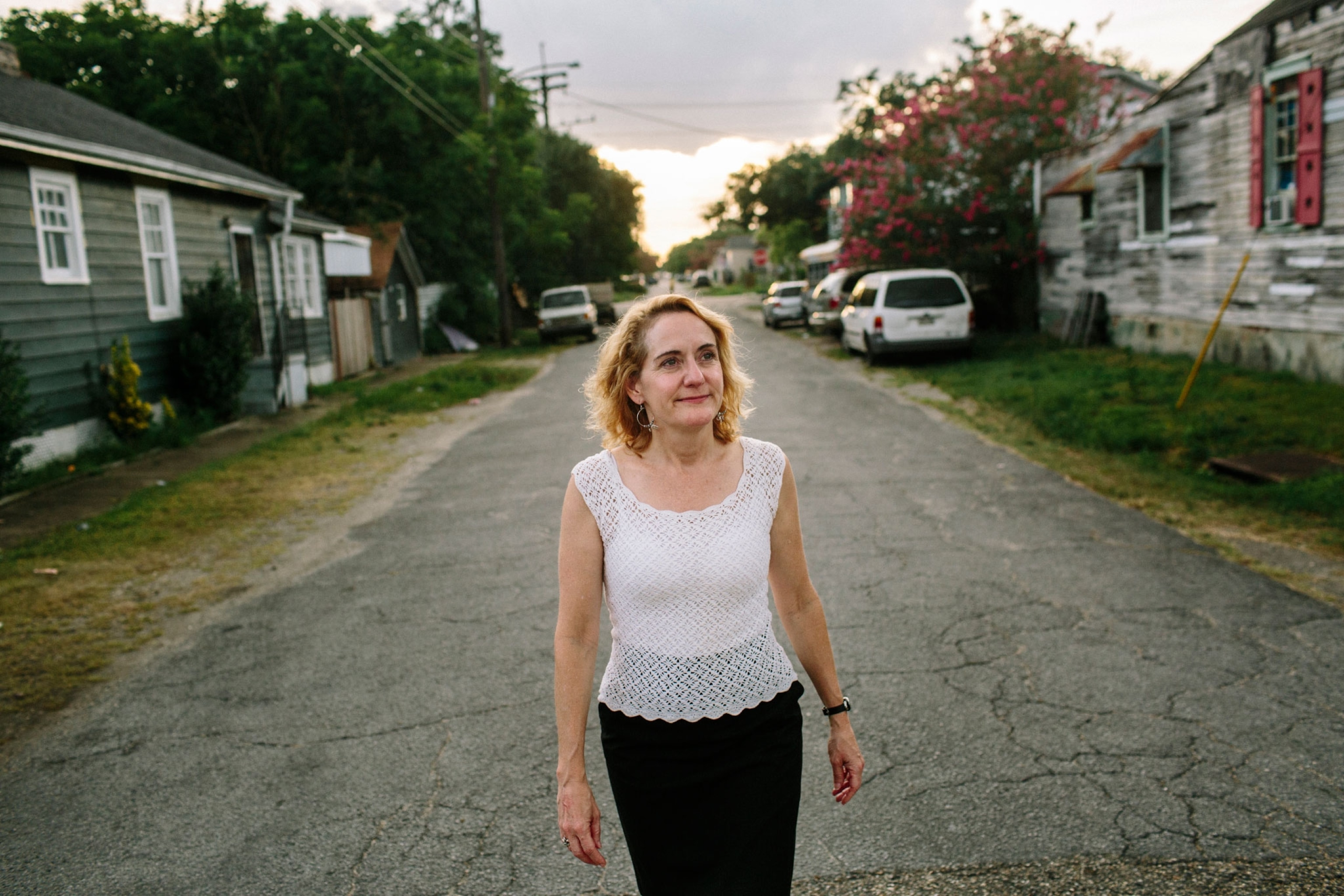 Allison Plyer walking in Bywater District in New Orleans