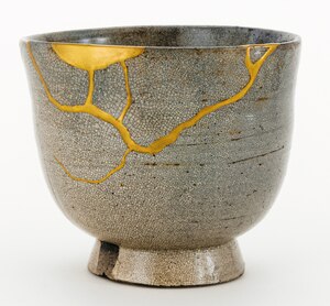 This 1600 tea bowl was mended by master potter Honami Koetsu.
