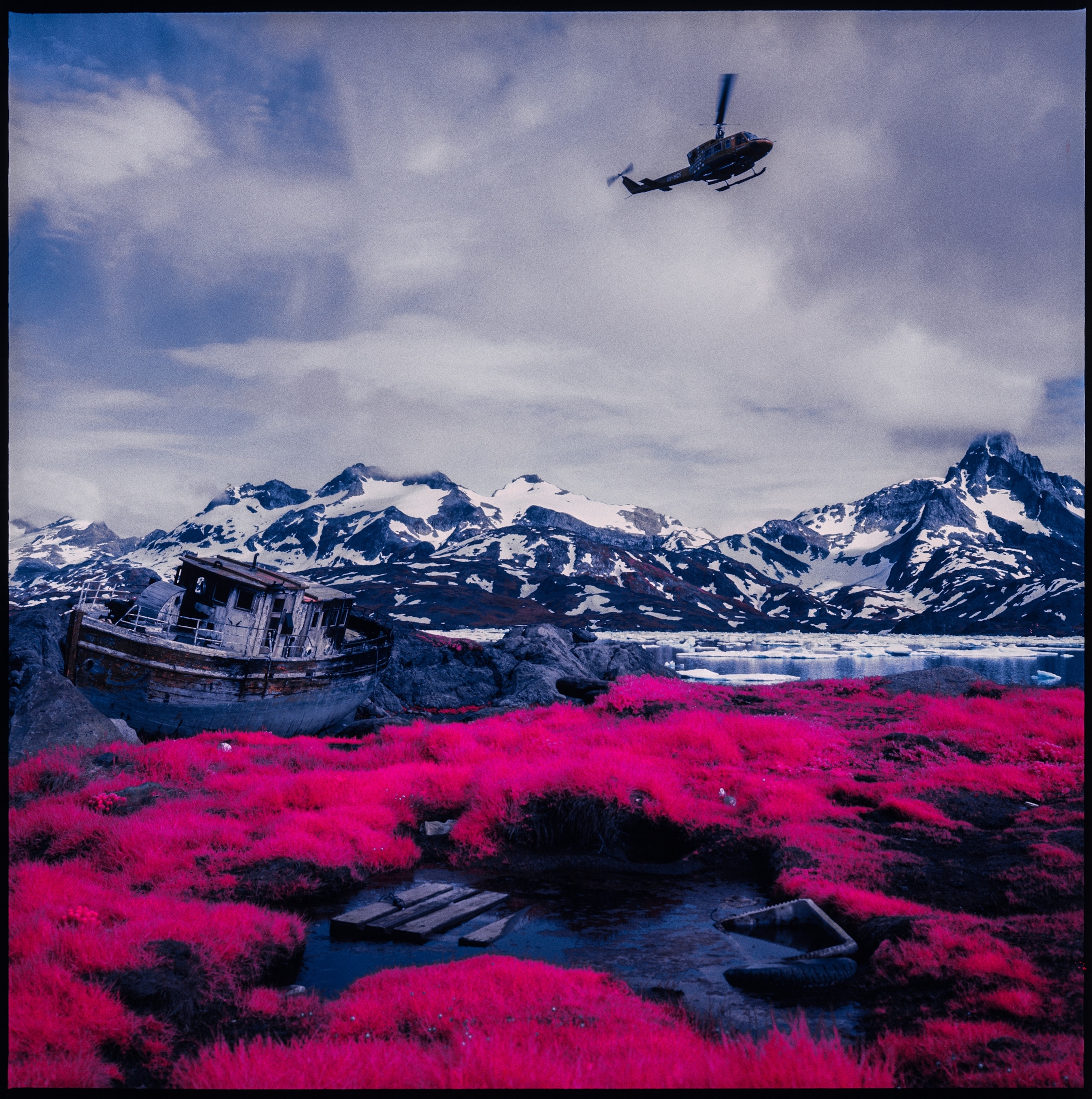 boat and helicopter greenland infrared