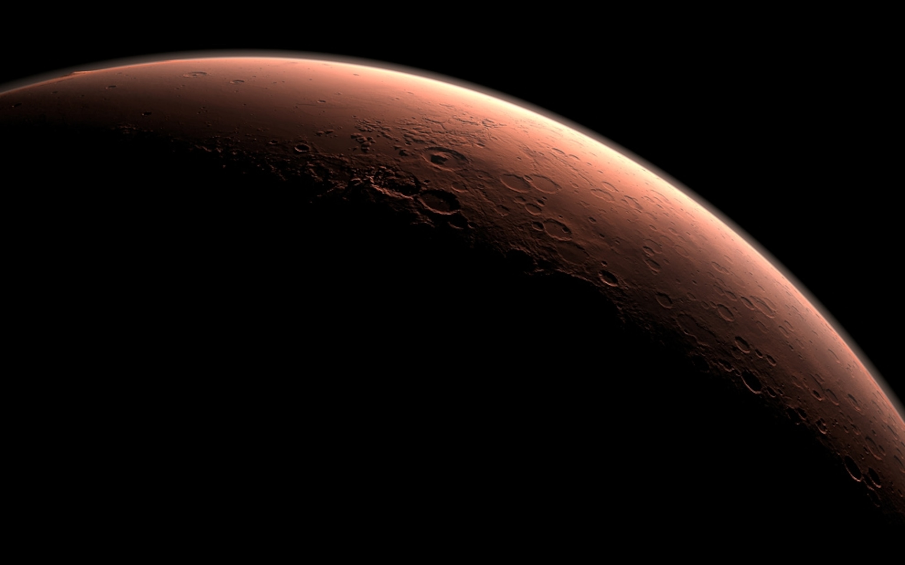 Computer-generated picture of sunrise on Mars