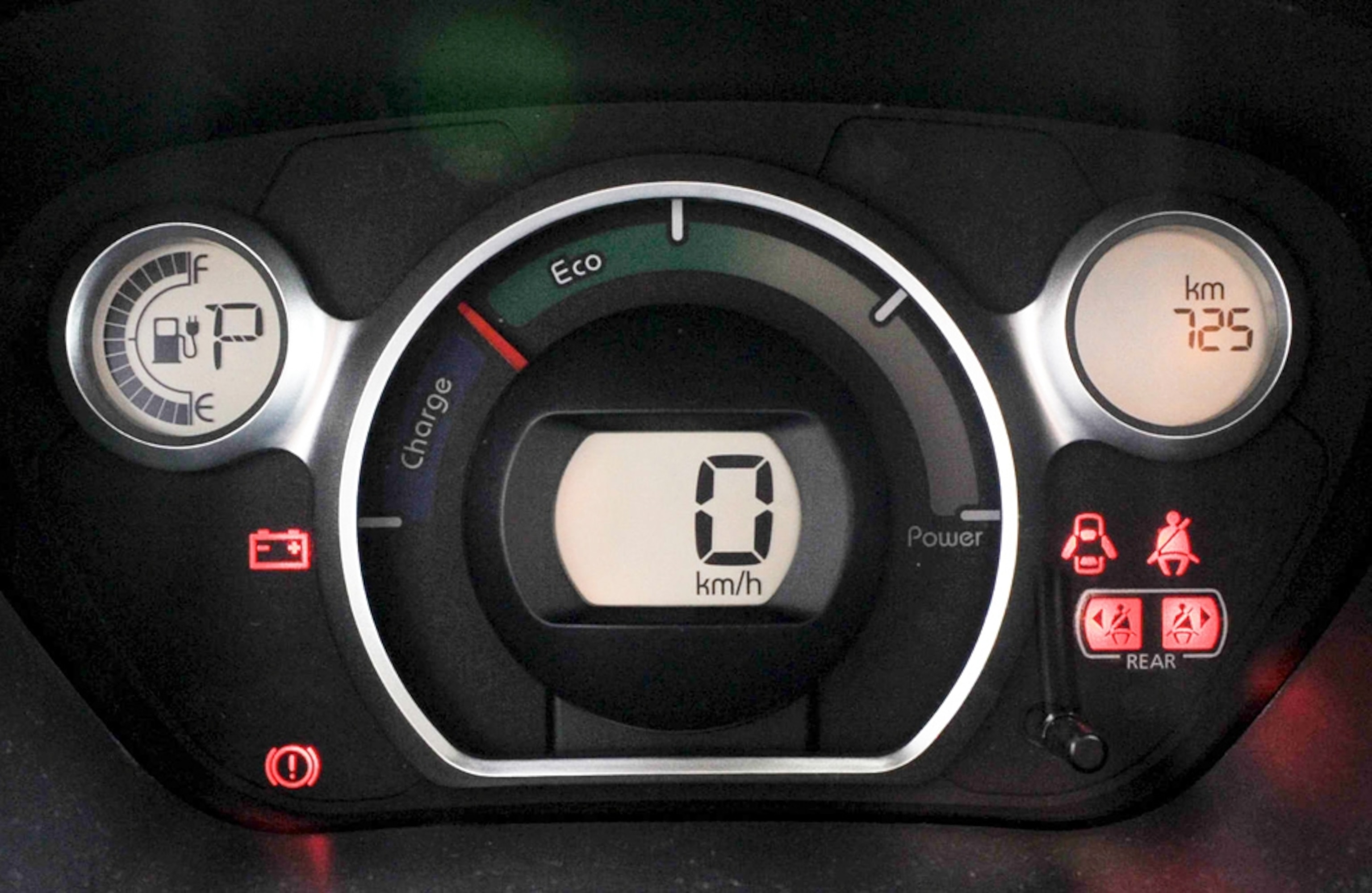 The dashboard of an electric car.