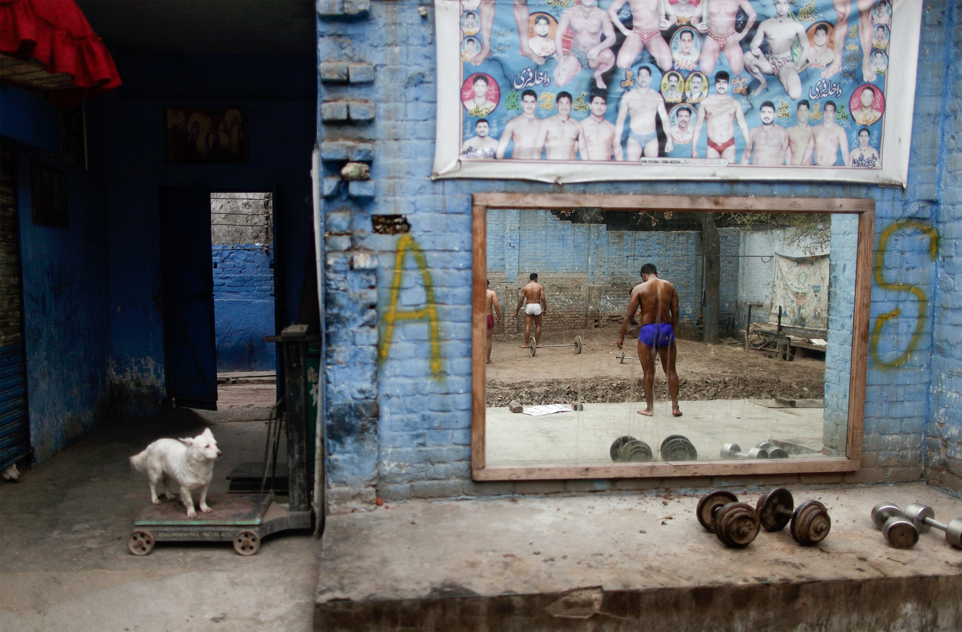 kushti wrestlers at a gym in Lahore, Pakistan