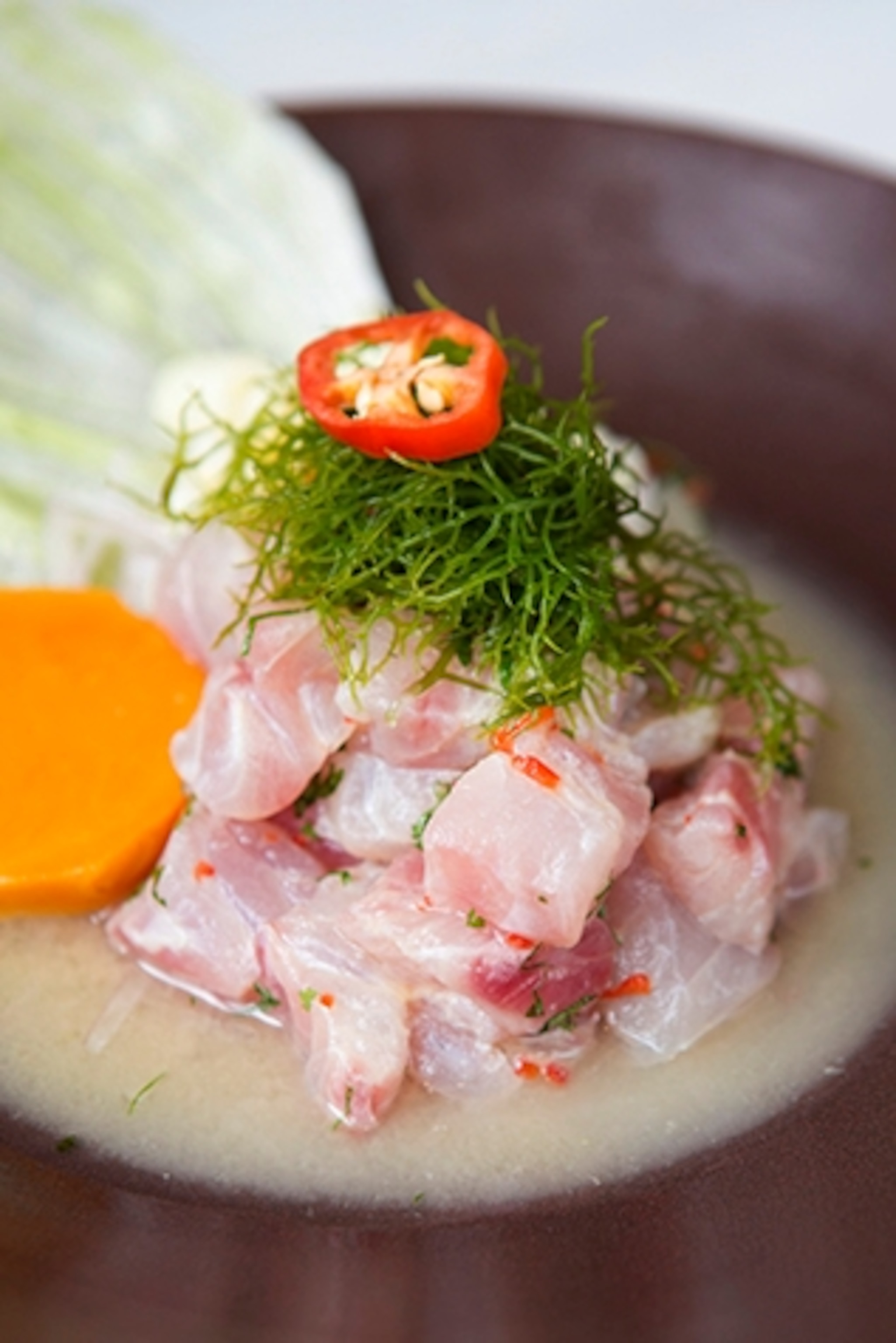 Sea bass ceviche at La Pescaderia, one of Barranco's newest cevicherias (Photograph by Elie Gardner)