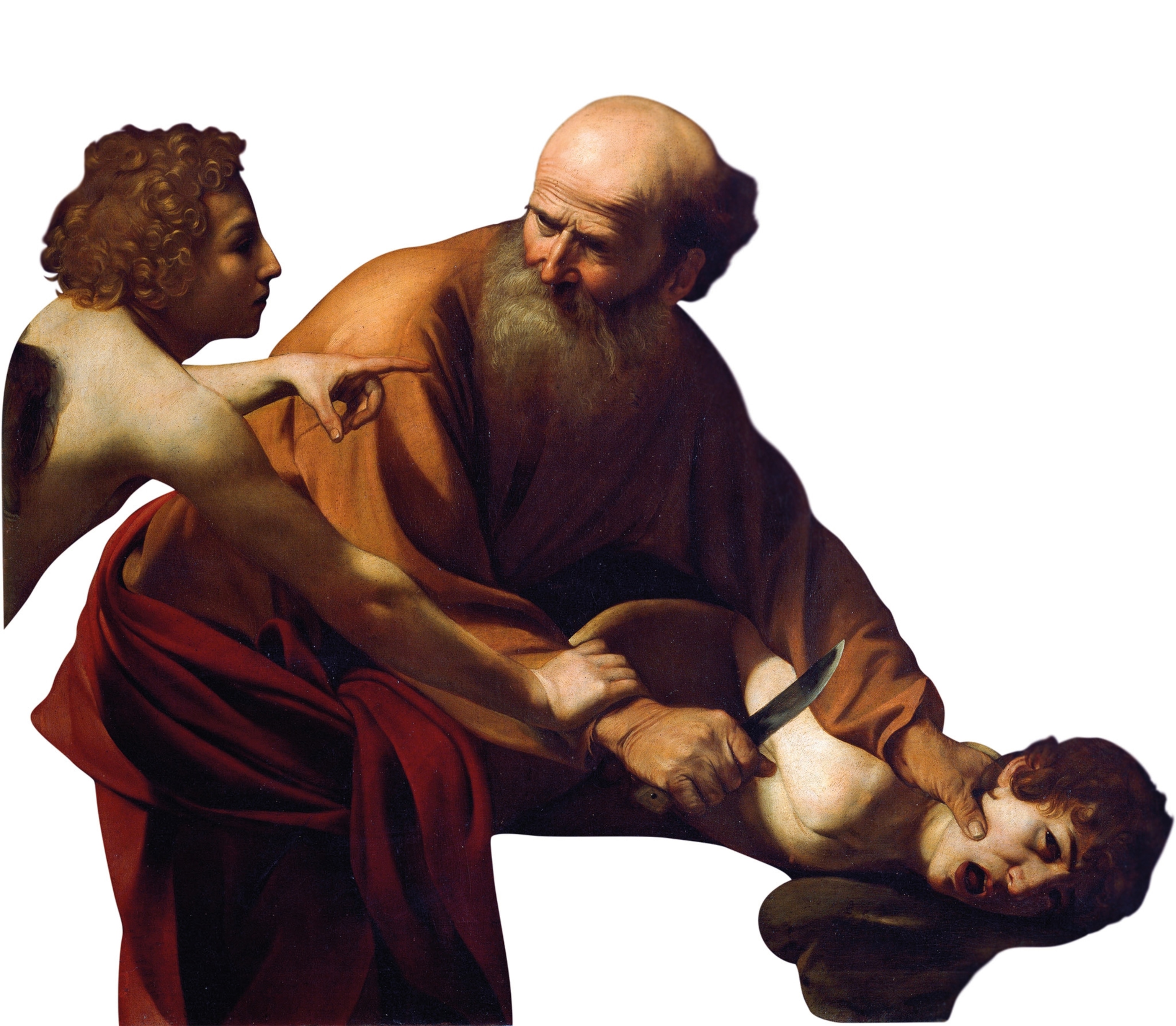 A painting of Abraham preparing to sacrifice his son Isaac.