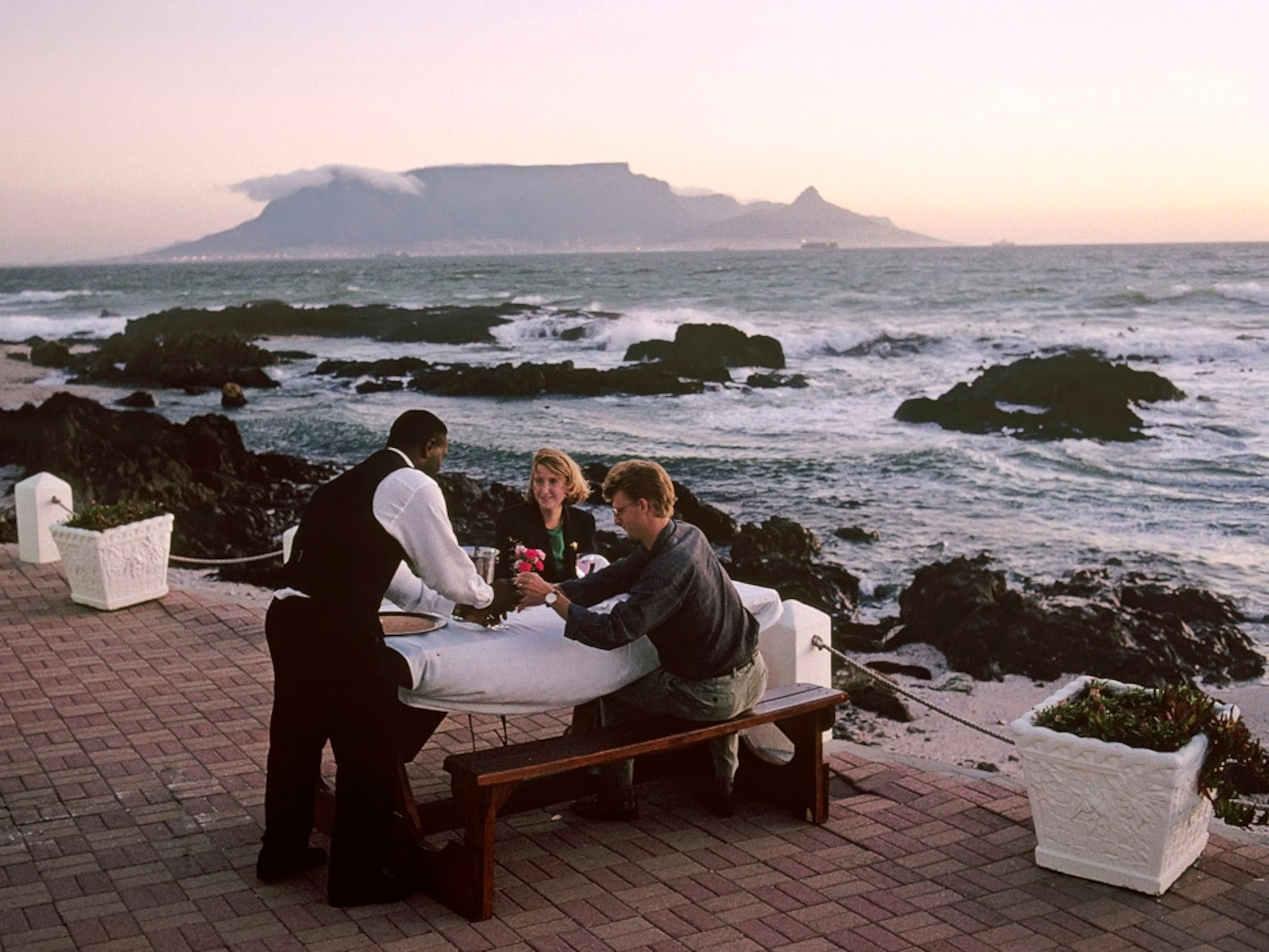 Dining on an outdoor patio