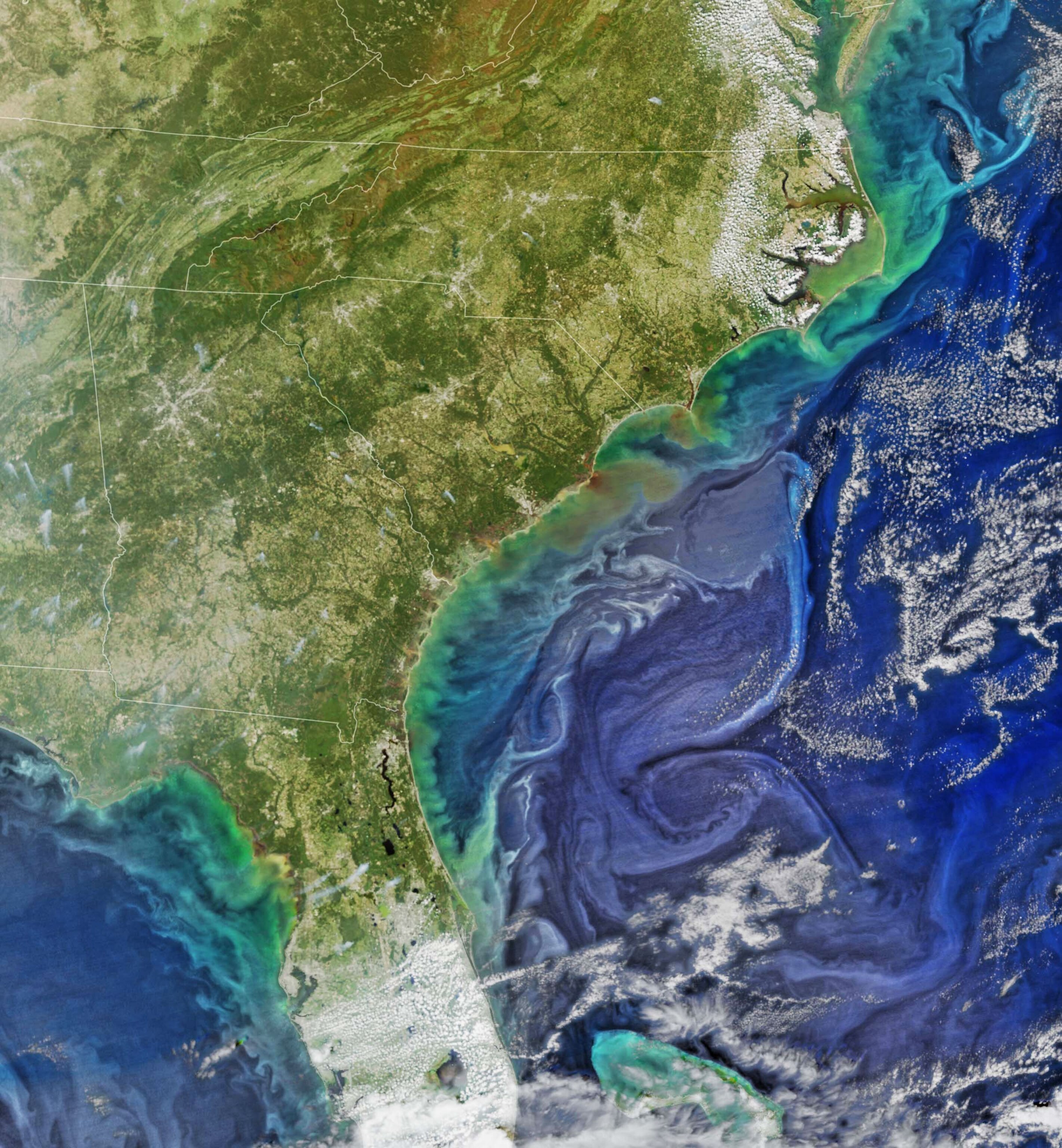 sat image of se coast of us after storms