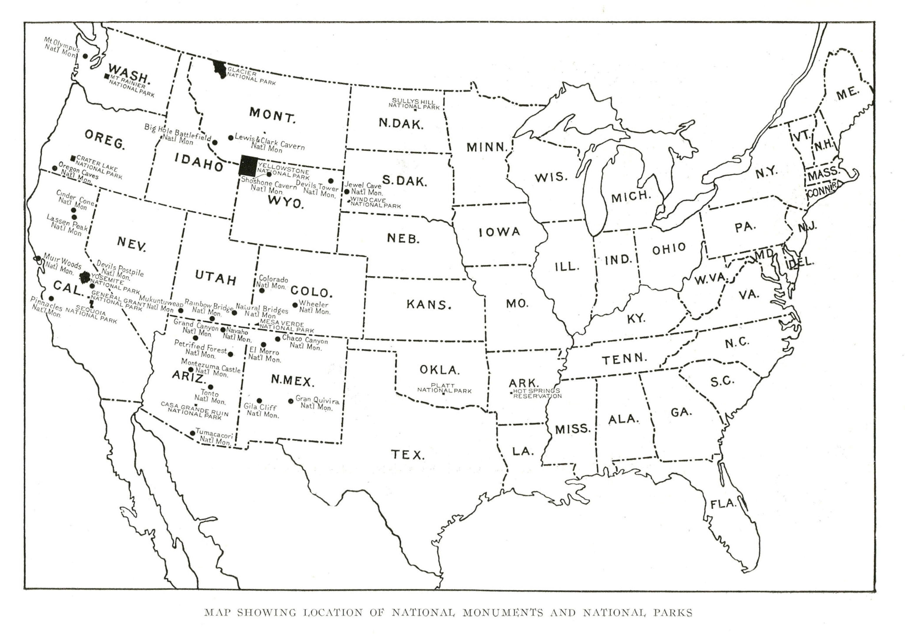 a map of National Monuments in the United States