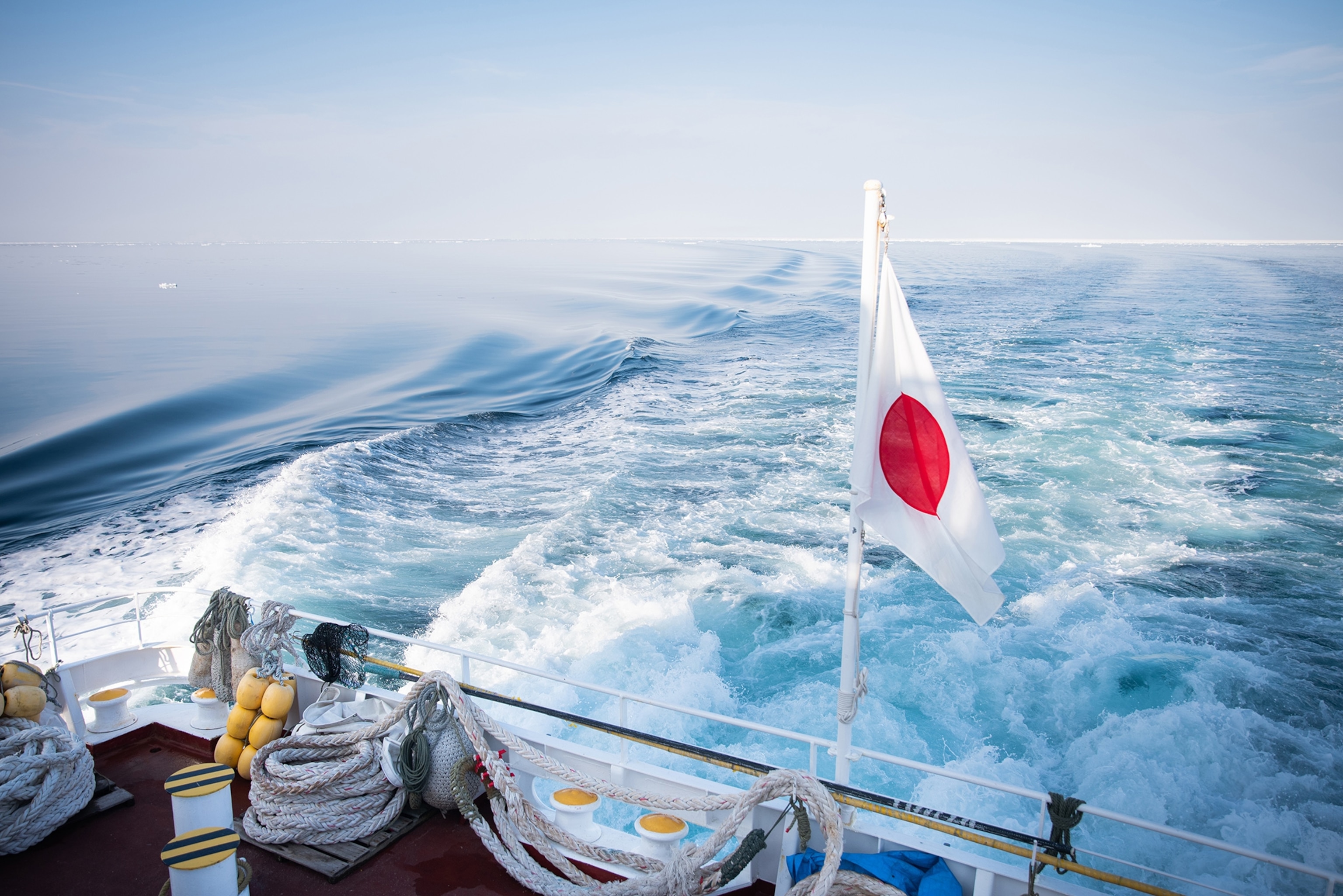 Japan, Abashiri, 2024/02/13. From January to March, the Aurora boat allows tourists to travel amid the drifting ice from Russia.