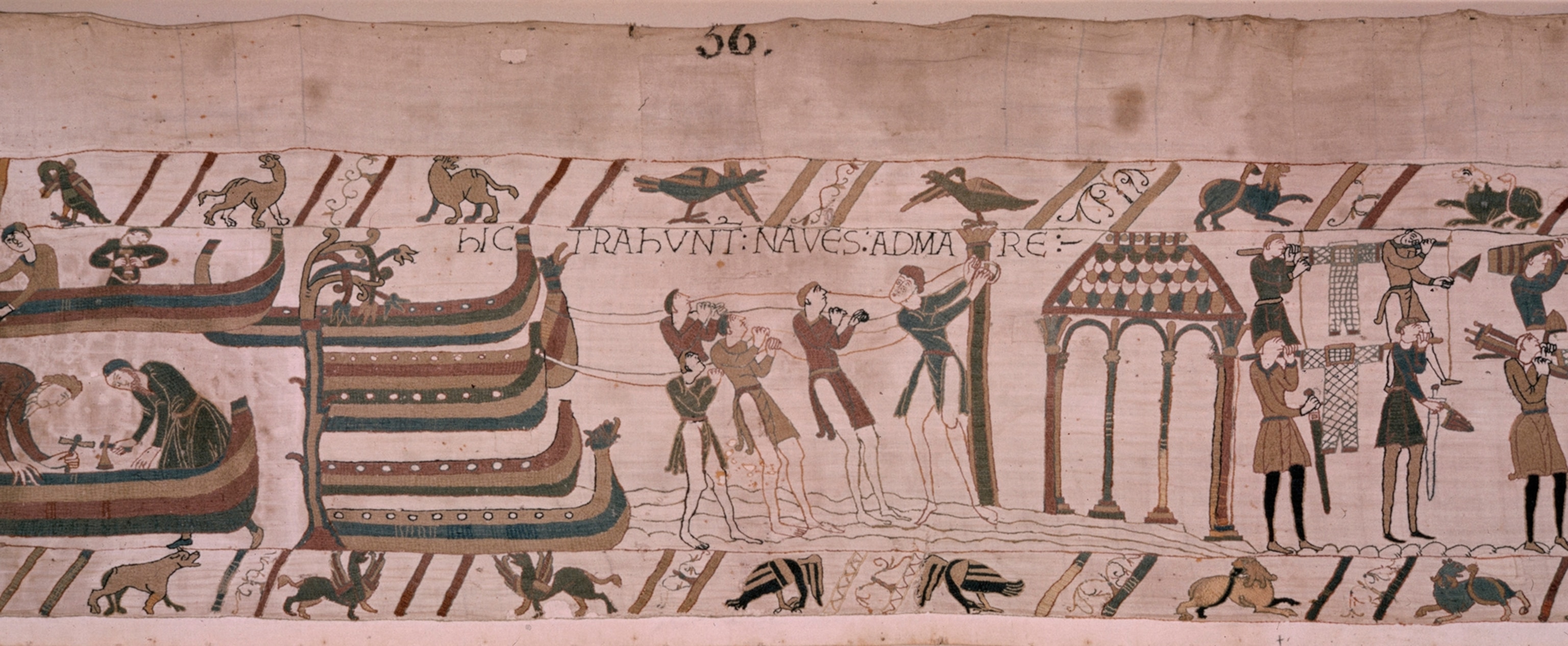 A scene from the tapestry in which Duke William plans his campaign.