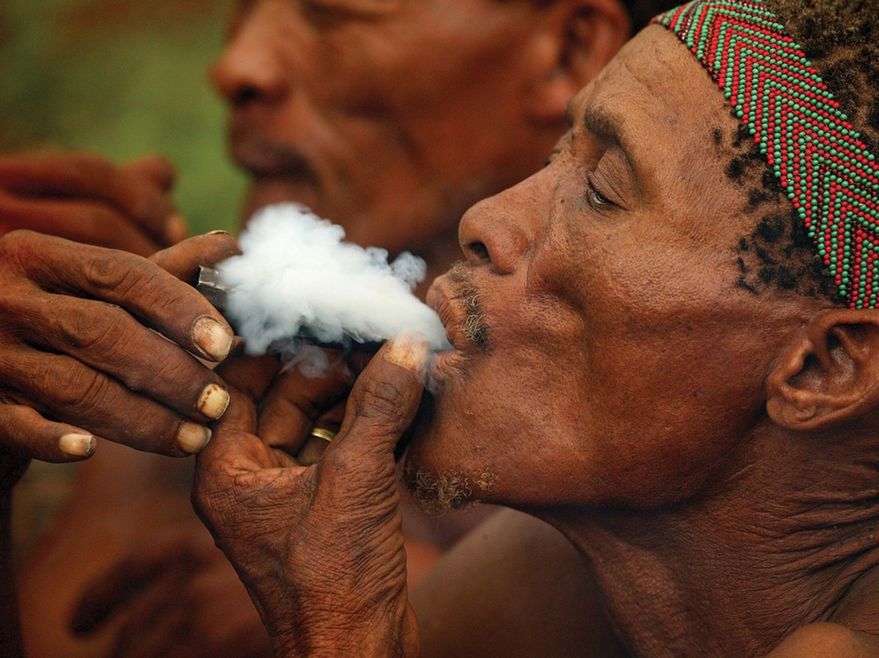 Botswana tribesmen smoking