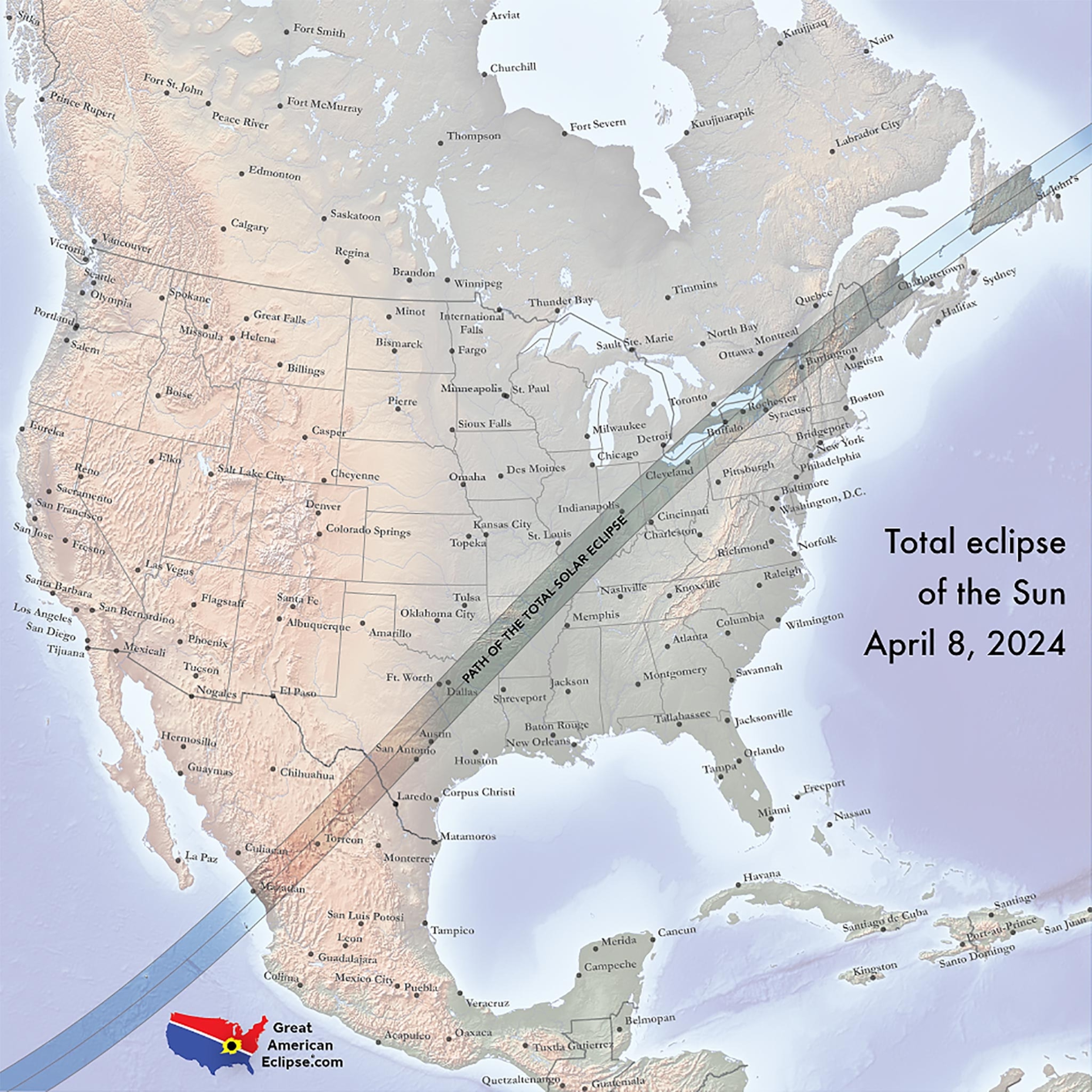 a map of where an eclipse will appear