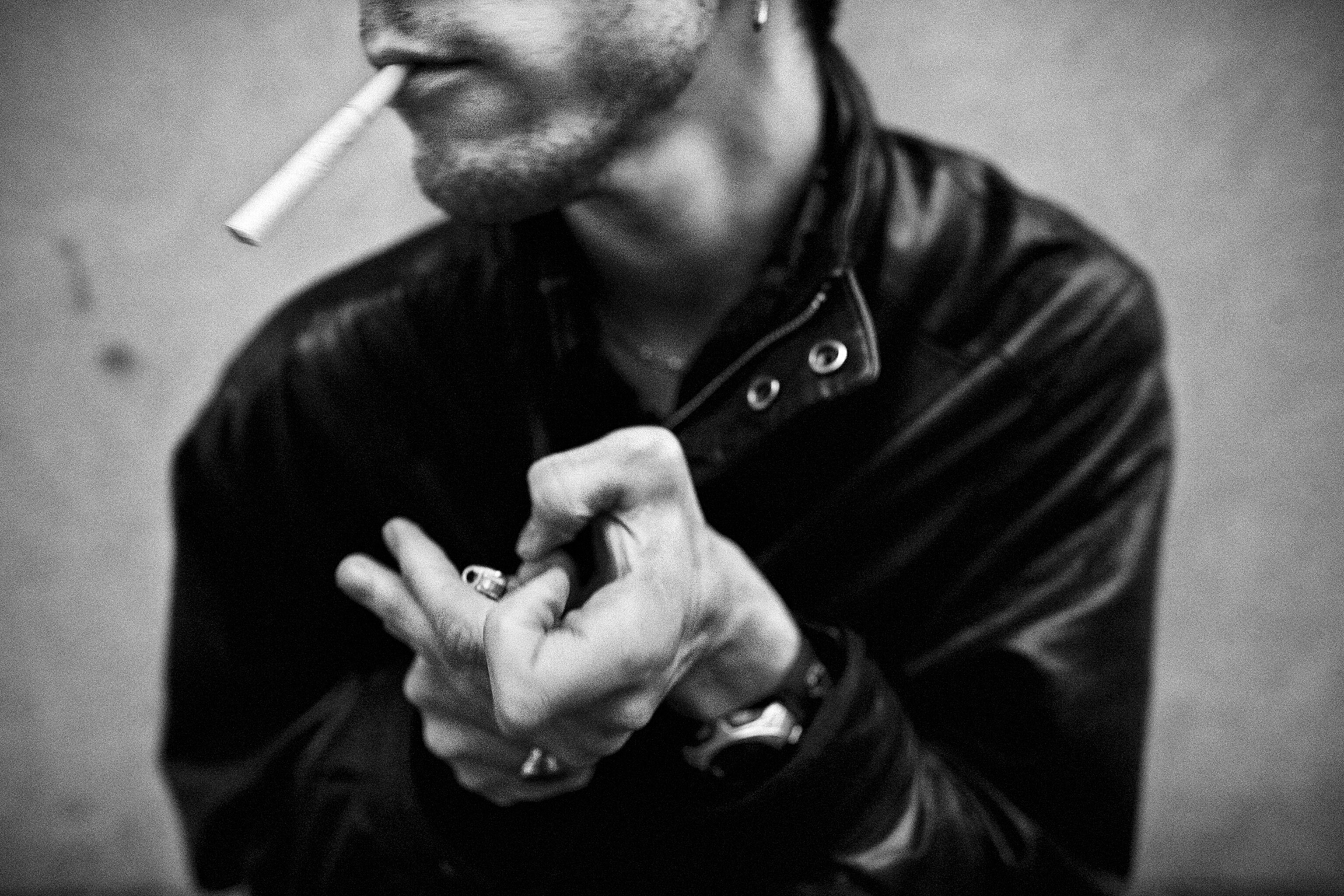 Nick smoking a cigarette