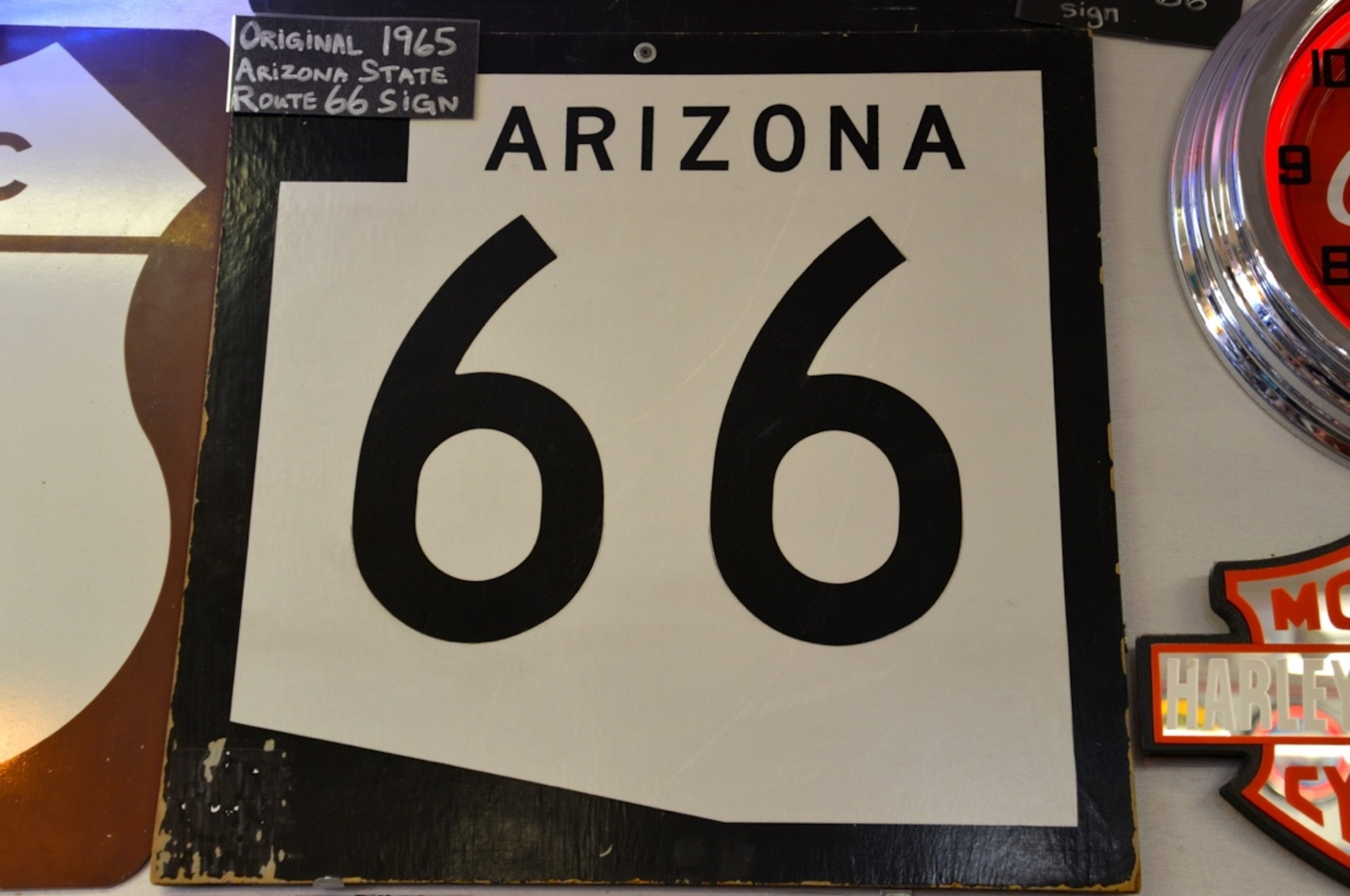 This original Route 66 sign sells for over $1,500 in Williams, Arizona. (Photo by Andrew Evans, National Geographic Travel)