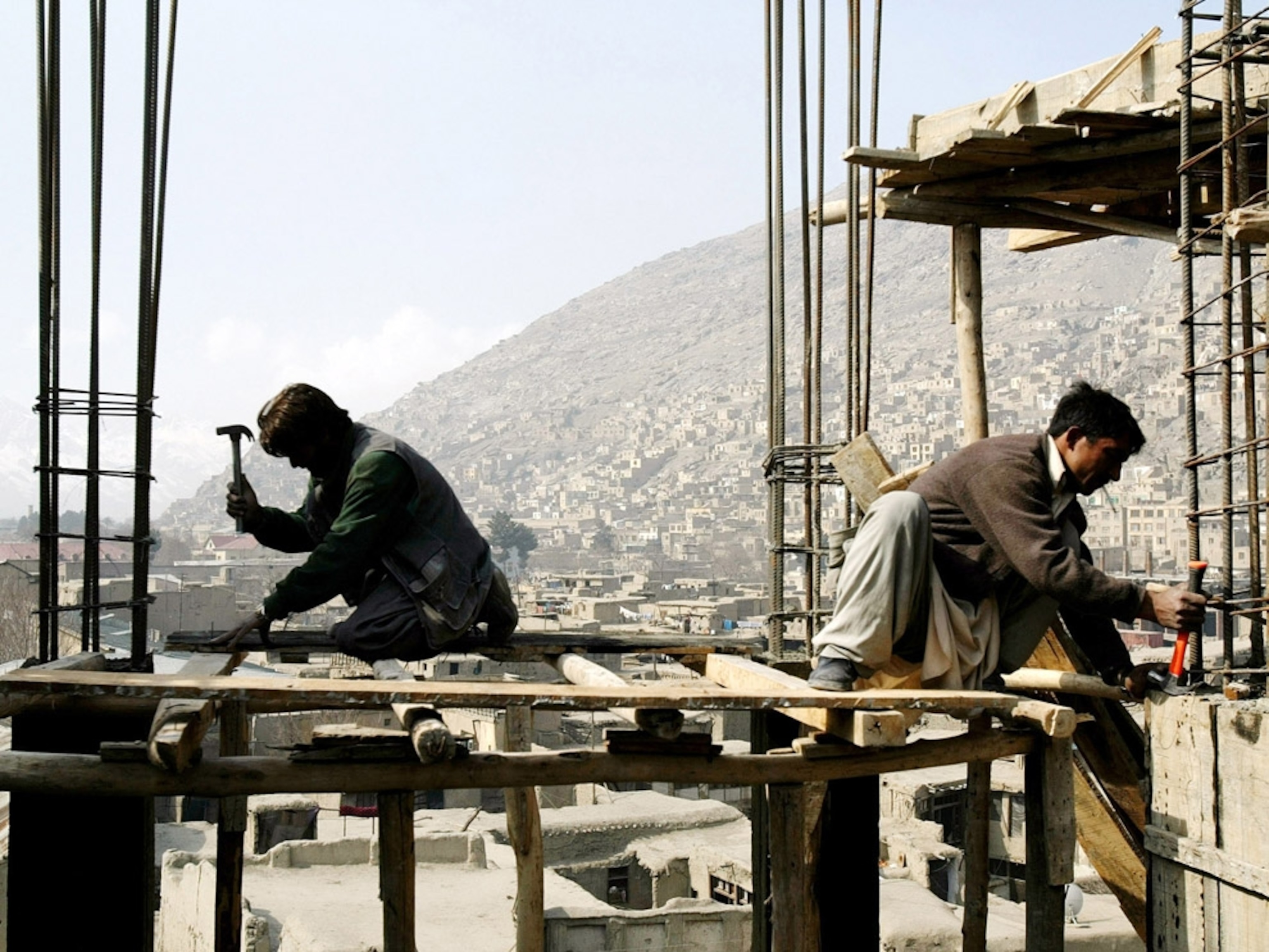 Construction workers in Kabul, Afghanistan