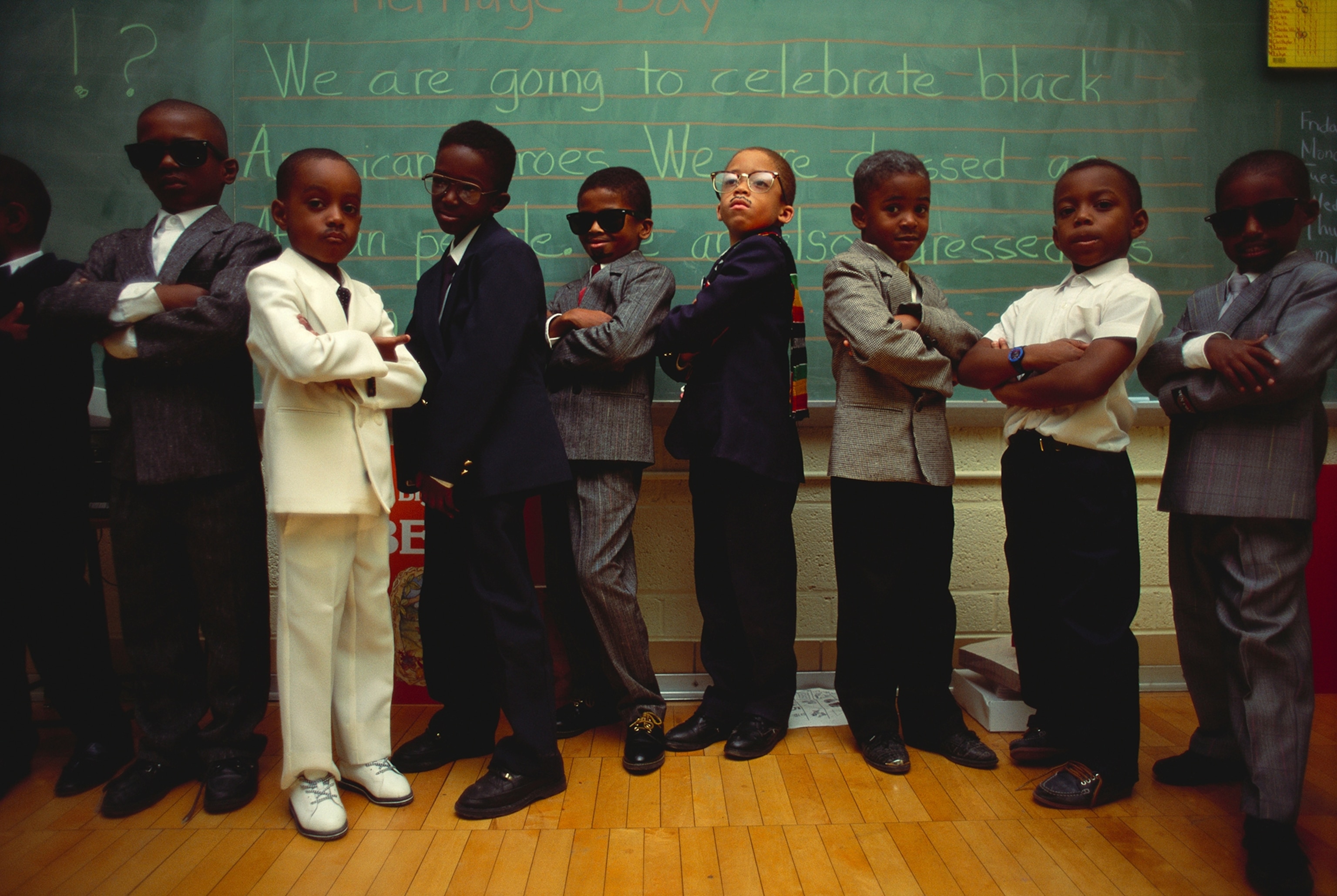 First graders in costume during Heritage Day at Malcolm X Academy.