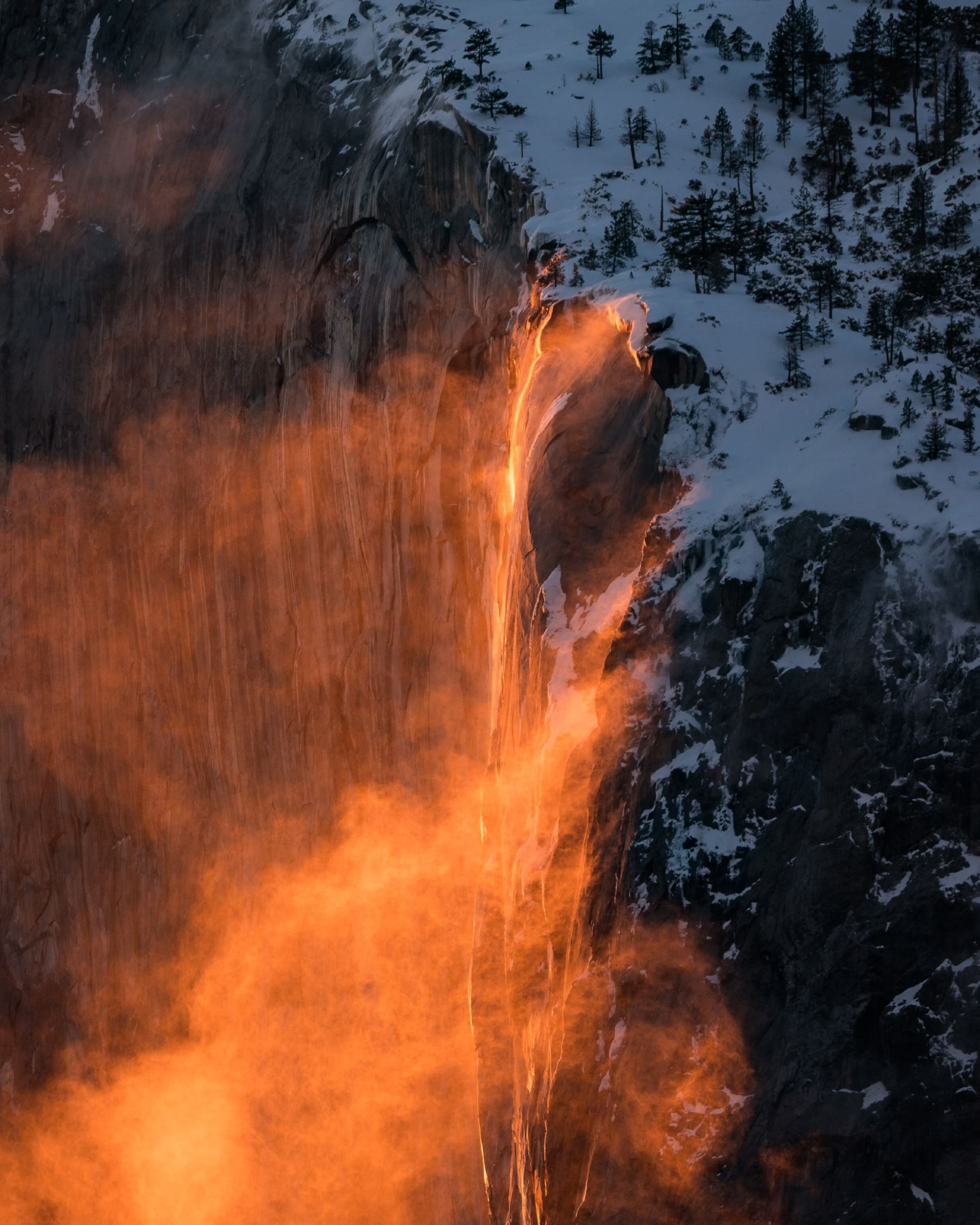 the firefall at Yosemite National Park