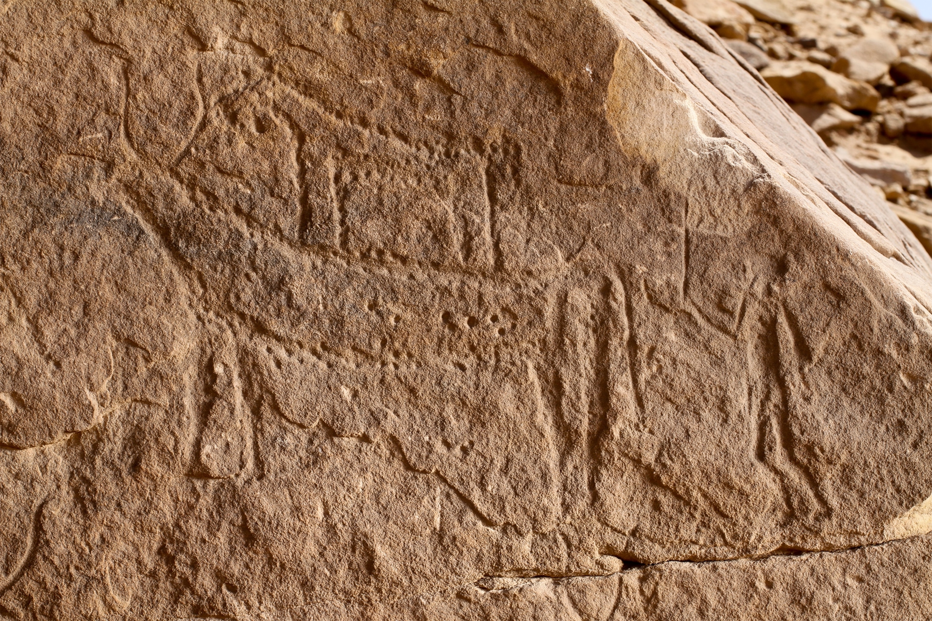 Egyptian rock art picture - dog and human