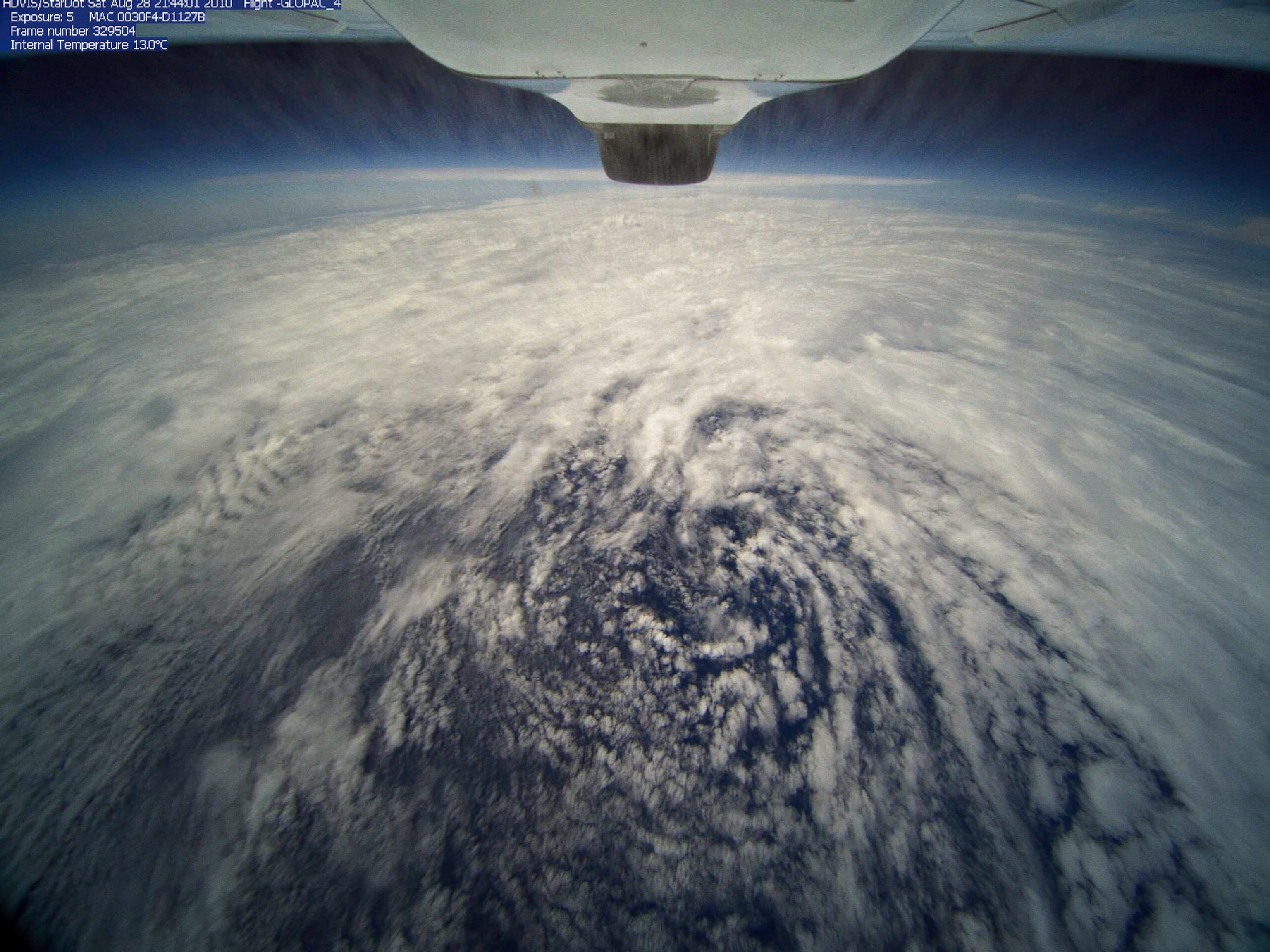 An aerial picture of a tropical storm